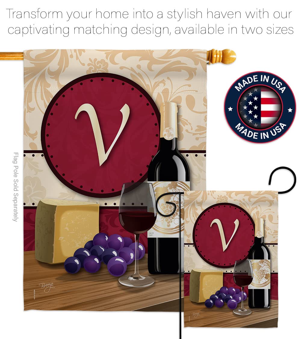V Initial Happy Hour Wine House Flag Set 28x40
