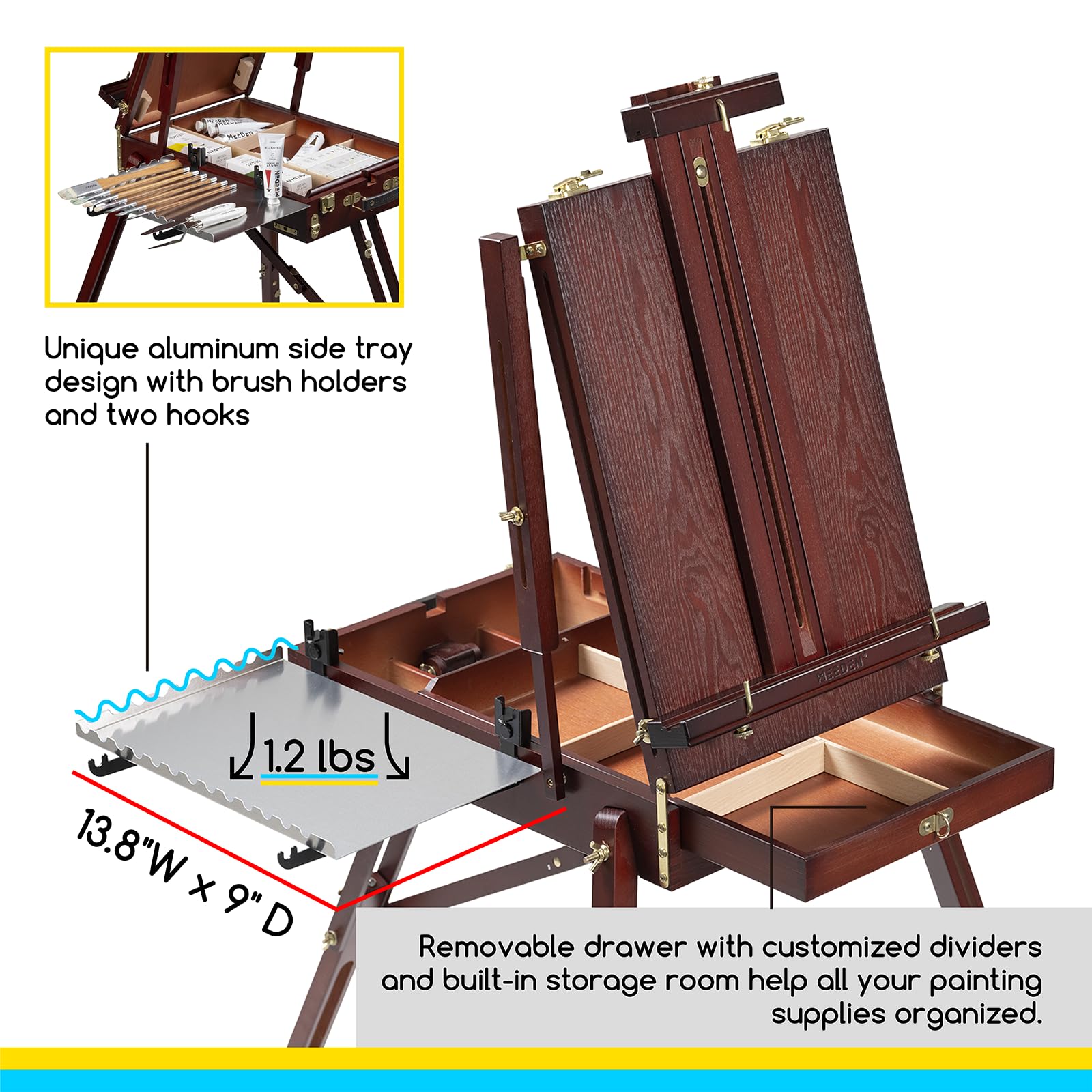 MEEDEN French Easel: Professional Wooden Artist Easel for Outdoor Painting, Portable Travel Art Easel for Adults - Perfect for Plein Air, Studio & Landscape Painting