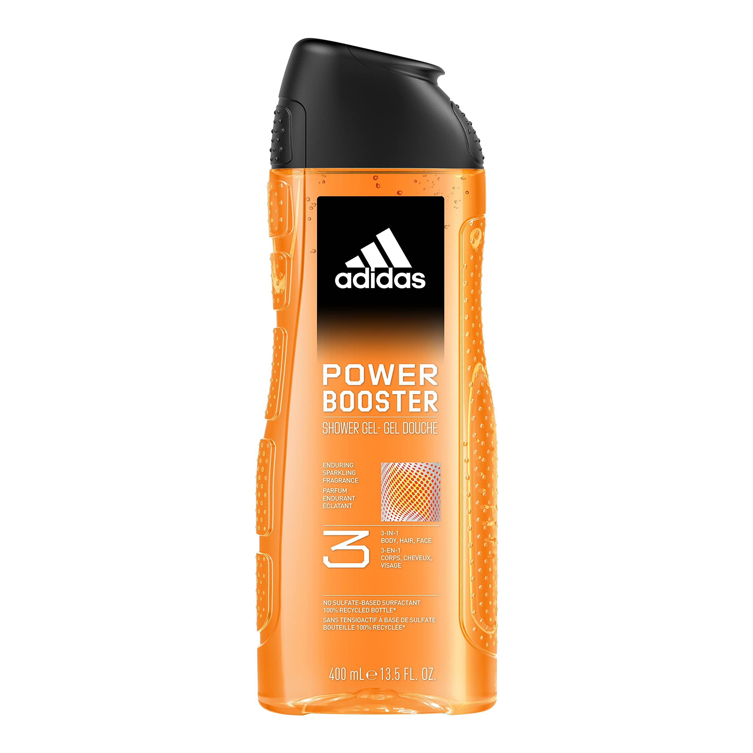 Adidas Men's Power Booster Shower Gel - 13.5 oz | Refreshing & Energizing Body Wash for Gym, Workout & Post-Sports Shower