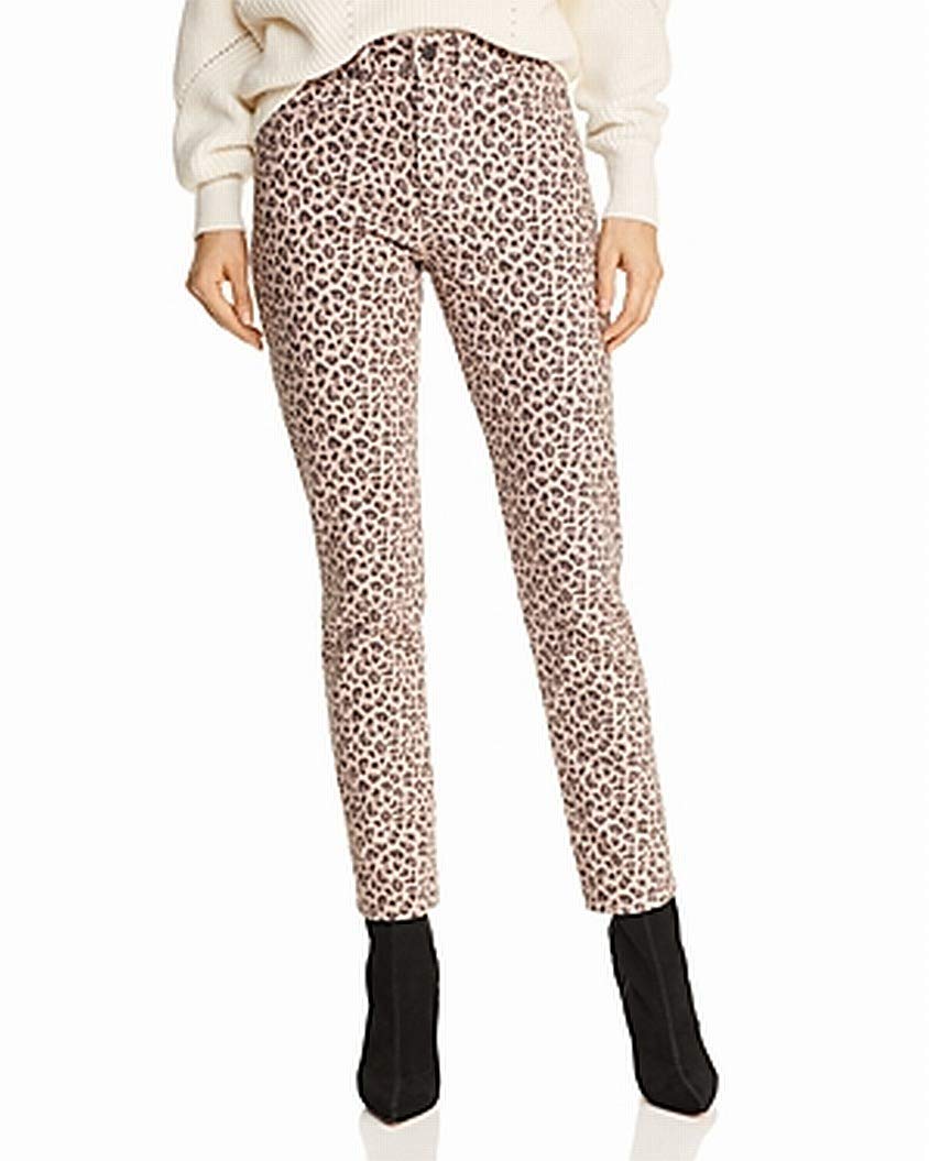 Rebecca Taylor Women's Ocelot Print Skinny Jeans - High Waist Stretch Denim Pants for Casual Outfits & Night Out