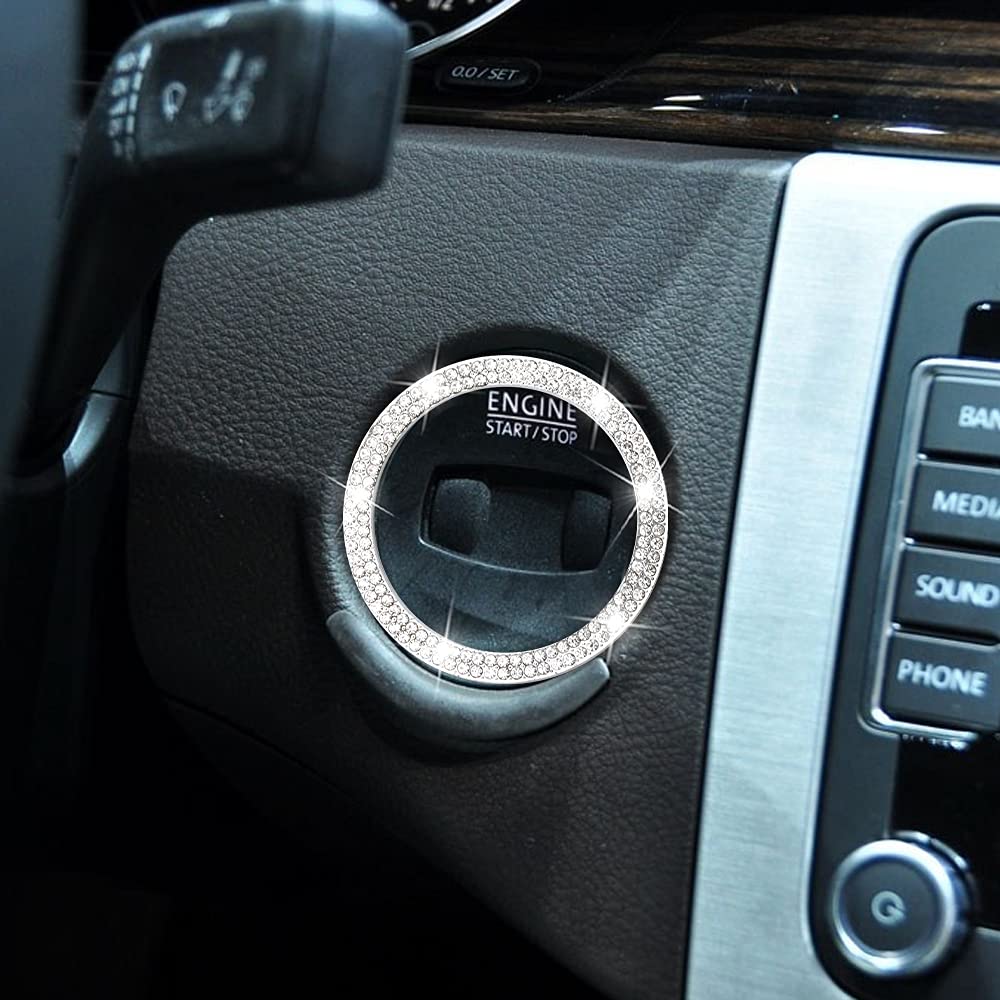 Sparkling LECART Ignition Button Ring for Volkswagen CC 2009-2017 - Bling Car Accessories Interior Upgrade for VW CC - Perfect for Night Driving & Luxury Interior Enhancement