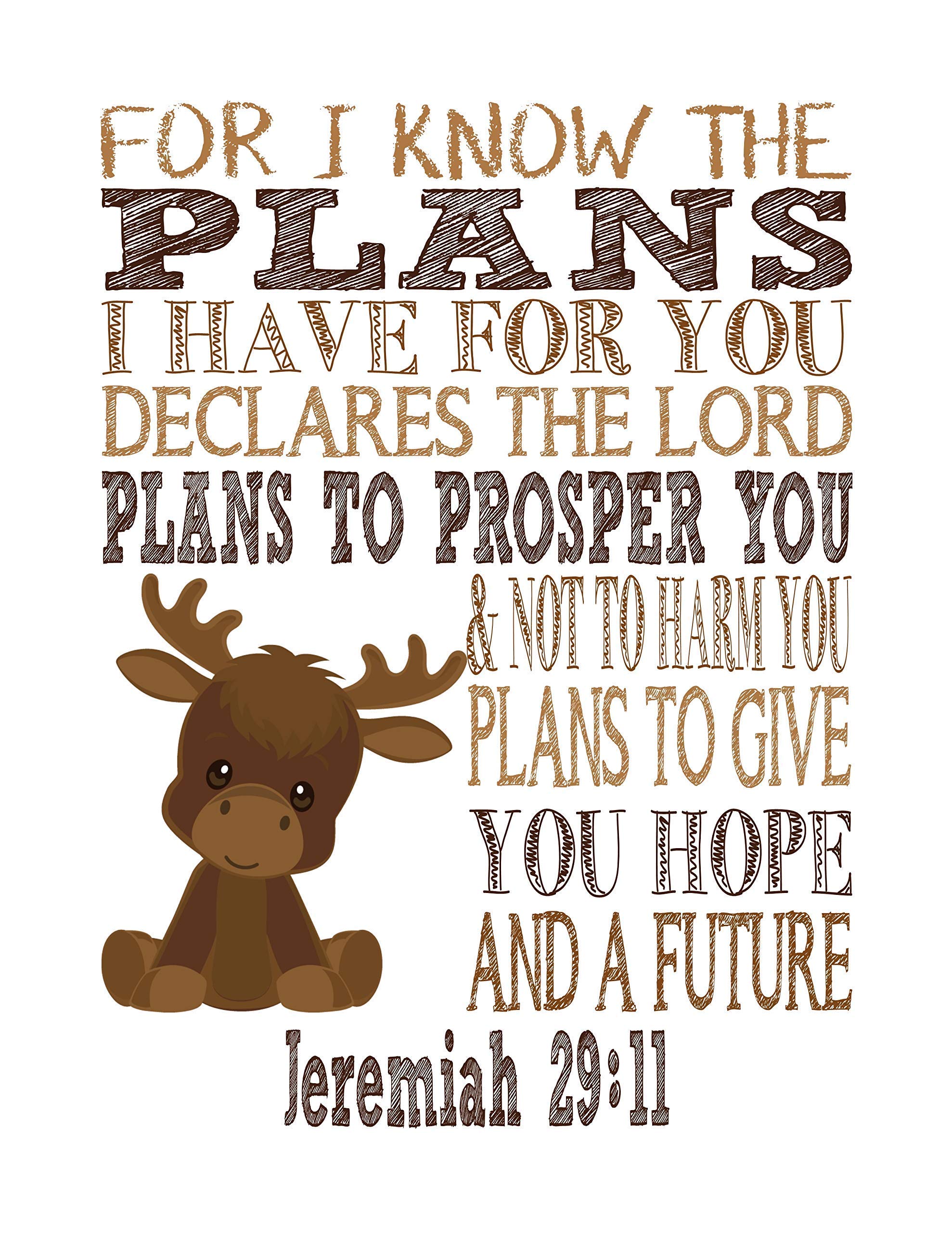 Woodland Animal Nursery Decor - 4 Prints with Bible Verses for Baby Room