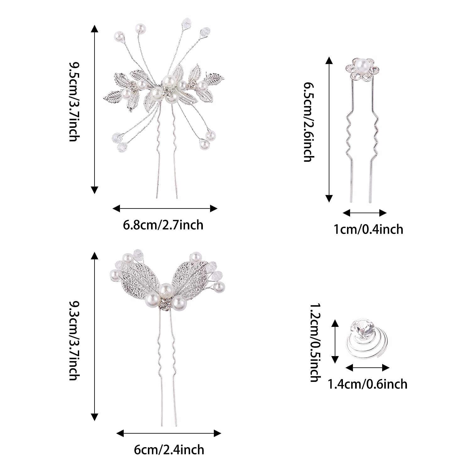 Shining Silver Rhinestone Butterfly Leaf Flower Hair Clips - 40 Pack Bridal Hair Accessories Set with U-Shaped & Twist Pins for Women, Girls, Brides & Bridesmaids - Perfect for Weddings, Prom, Parties & Special Occasions