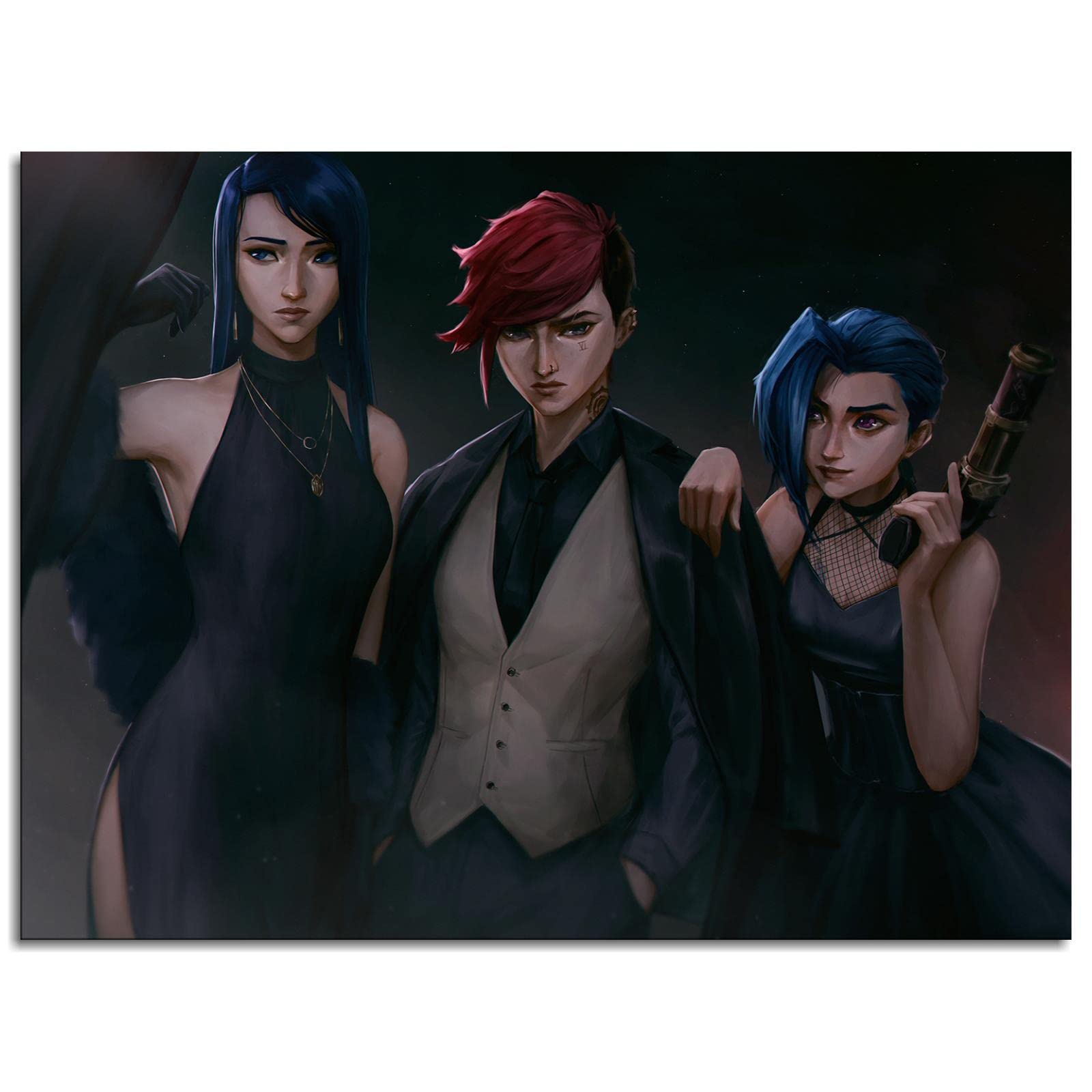 Weiycanart Arcane Canvas Prints - Battle of Two Cities Jinx & Vi Poster Wall Art for Home, Office, Bedroom Decor - Unframed 27x20 Inches - Perfect for Gamers & Anime Fans Room Decor