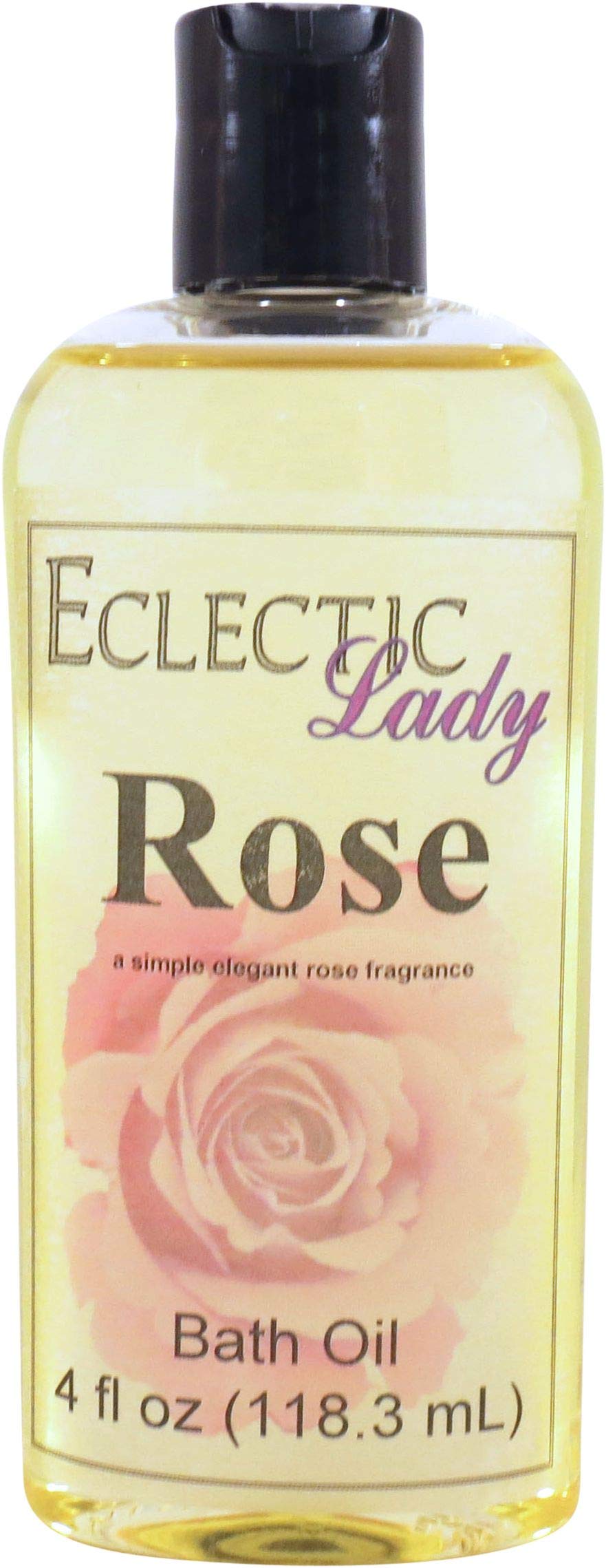 Eclectic Lady Rose Bath Oil - Relaxing & Moisturizing Scented Bath Oil for Dry, Rough & Sensitive Skin - Daily Nourishing Body & Shower Oil (4 oz) - Perfect for Spa Nights, Self-Care Routines & Gift Sets