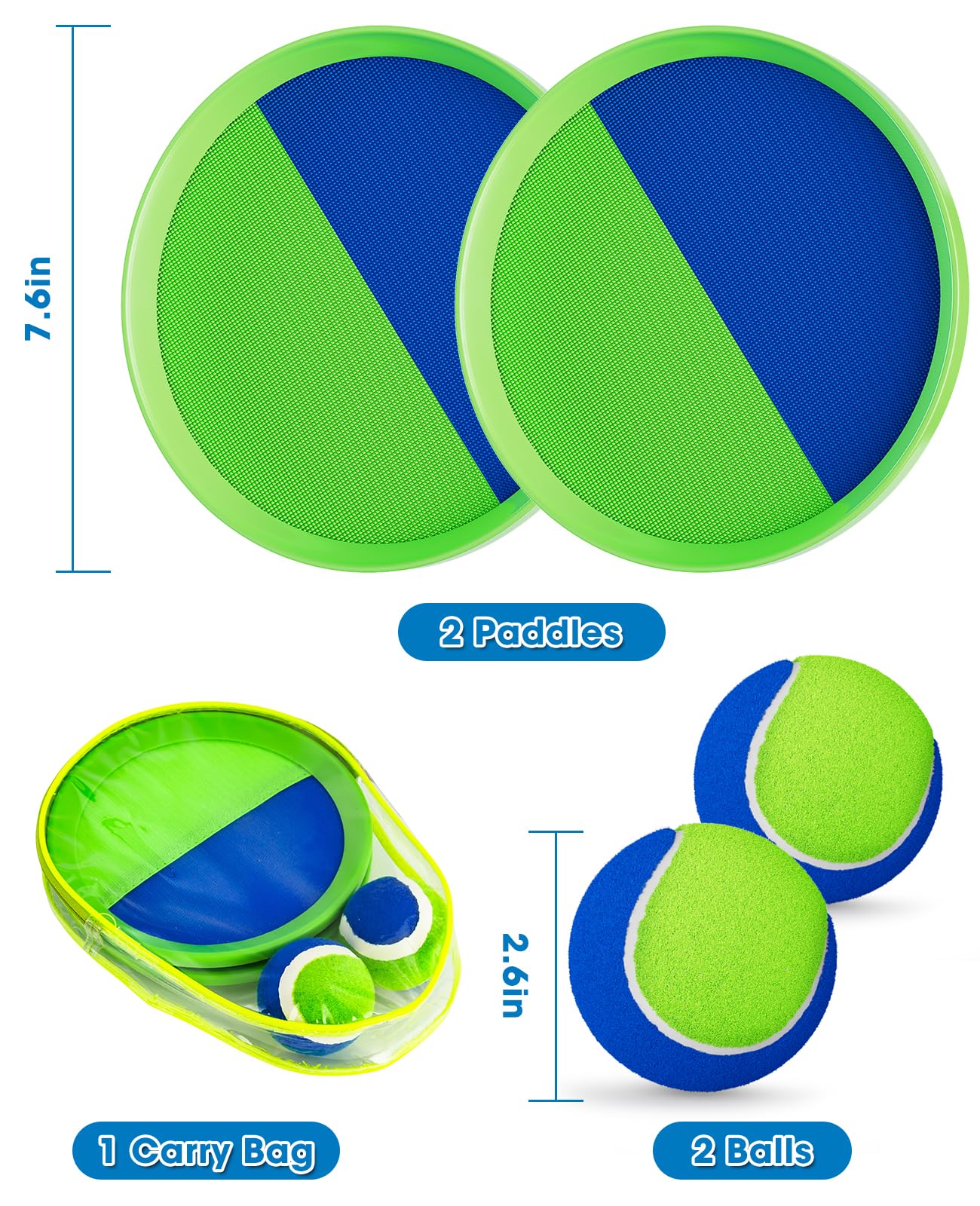 Aywewii Ball Catch Paddle Set - Outdoor Beach & Backyard Games for Kids & Adults - Fun Pool, Park, and Lawn Toss Toys for Ages 3-11 - Perfect for Family Gatherings, Picnics, and Summer Activities