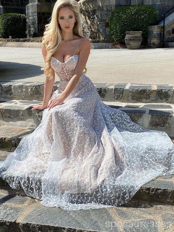 Elegant Spaghetti Strap A-Line Maxi Long Prom Party Dresses for Women - Perfect for Homecoming, Prom Night & Formal Events | Style #13300