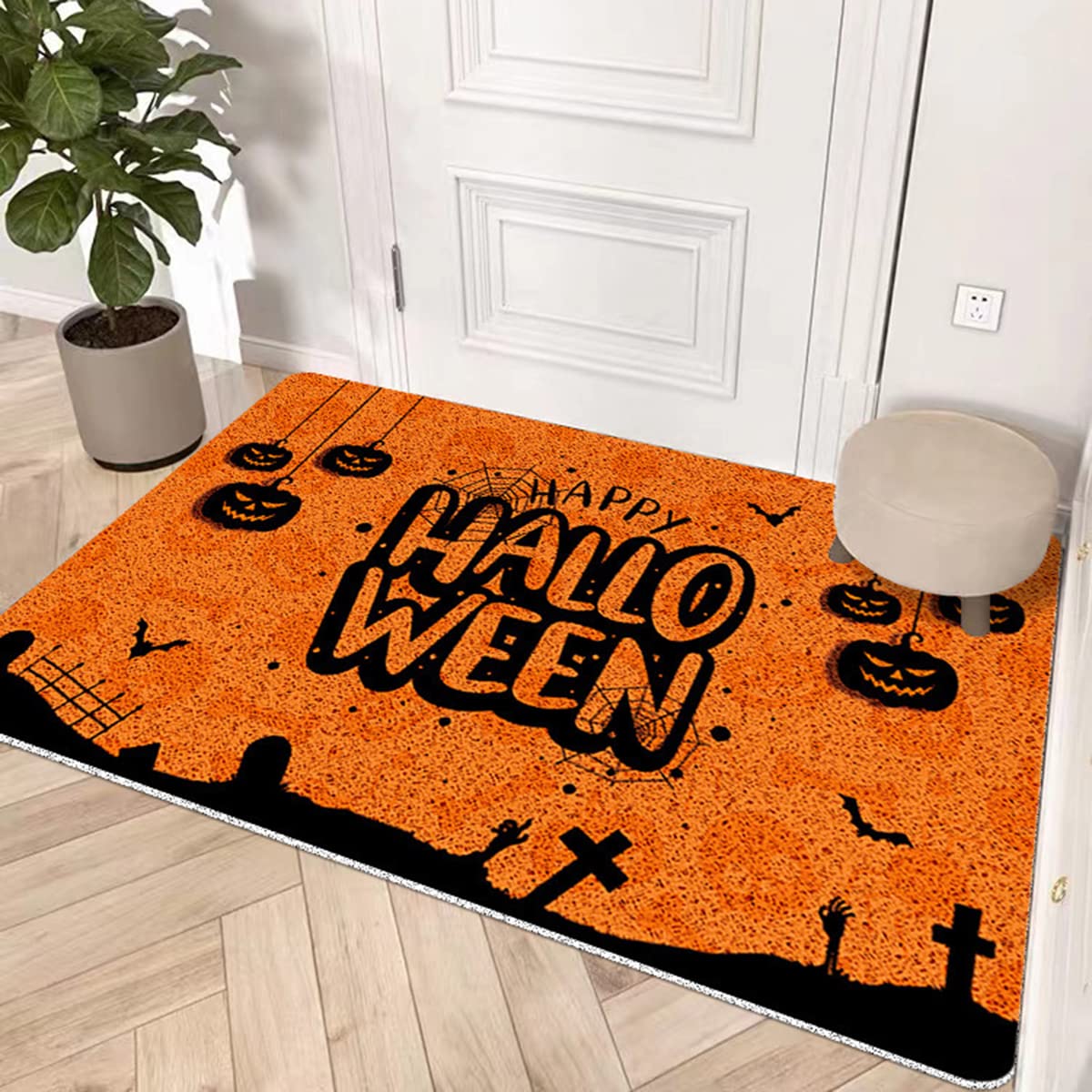 Lopxo Halloween Welcome Door Mat - Non-Slip Cartoon Front Door Rug for Outdoor/Indoor Use - Perfect for Entryway, Bathroom, Kitchen & Bedroom - Great for Halloween Decor & Home Safety