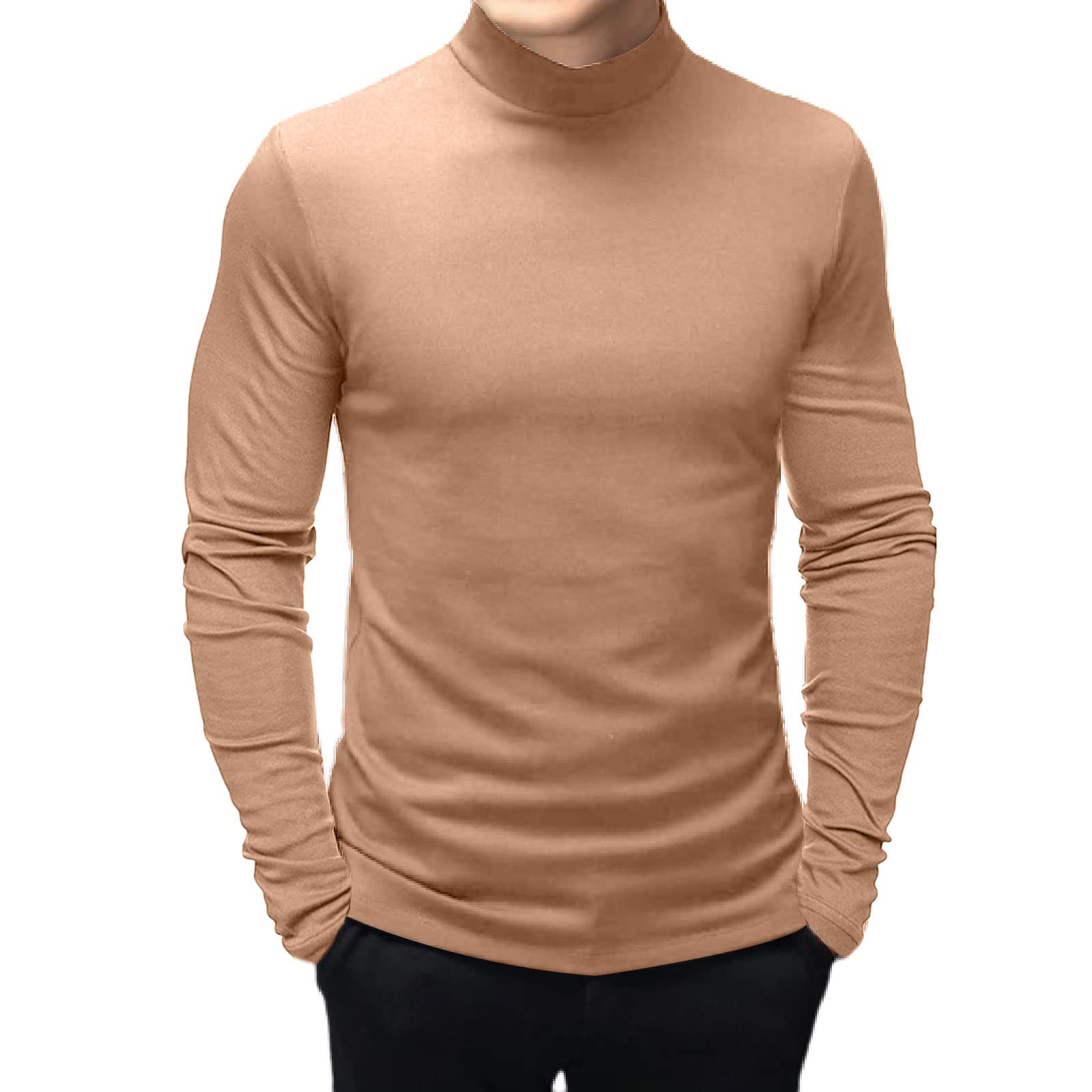 Men's Slim Fit Mock Turtleneck Thermal Underwear - Long Sleeve Stretchable Basic Pullover Shirt for Layering, Winter Warmth & Casual Outfits