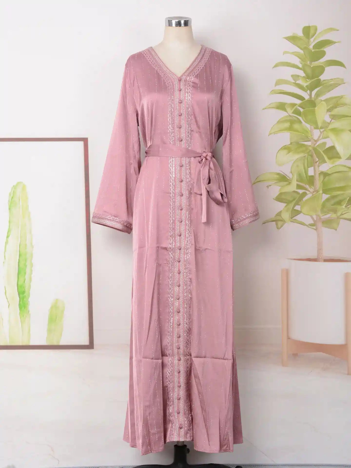Elegant Hotfix Rhinestones Caftan Dress for Women - Eid Party, Wedding, Special Occasions - #25065 | Boho Chic, Plus Size, Long Flowy Maxi Dress