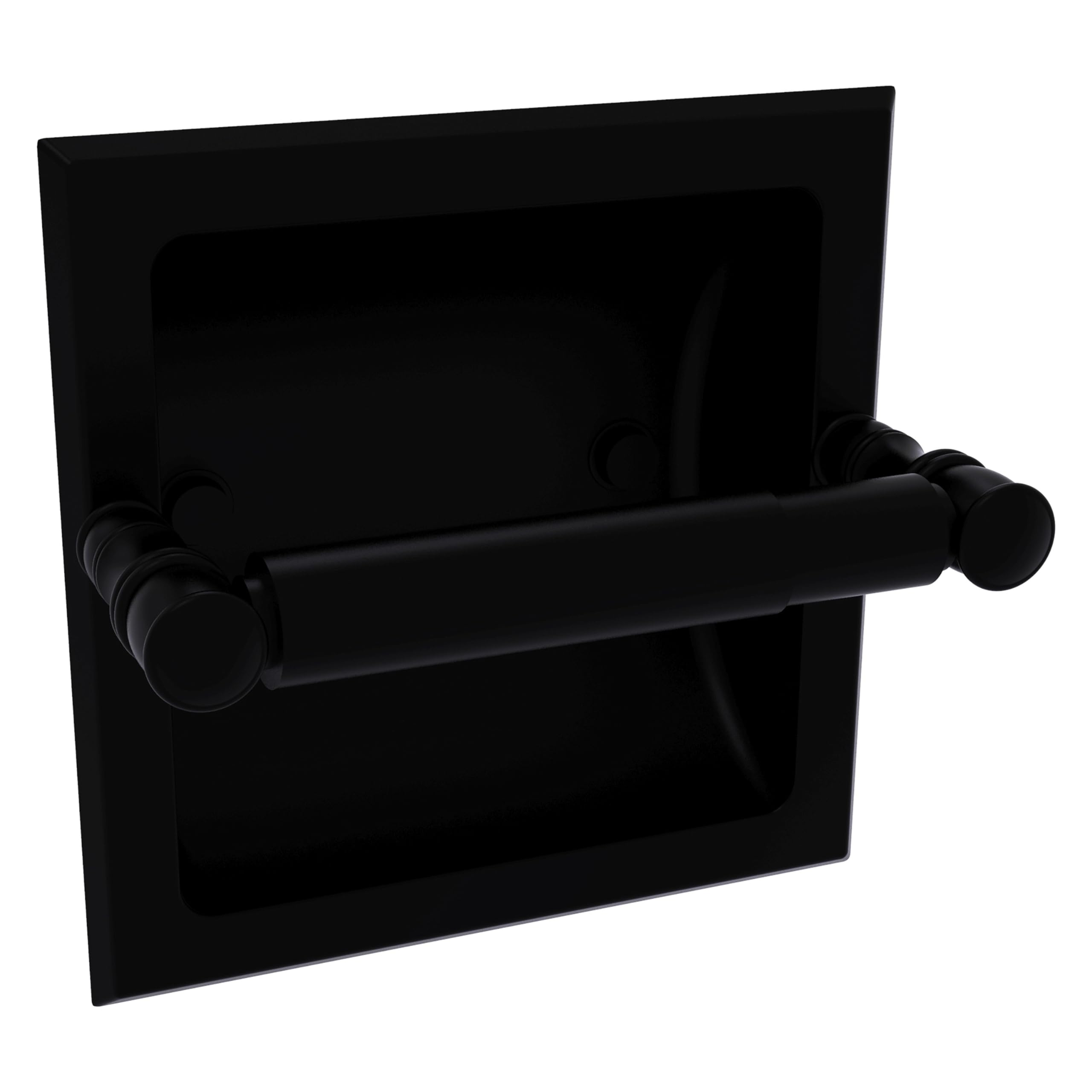 Allied Brass CL-24C Carolina Collection Recessed Toilet Paper Holder in Matte Black - Modern Bathroom Tissue Dispenser for Home & Commercial Use