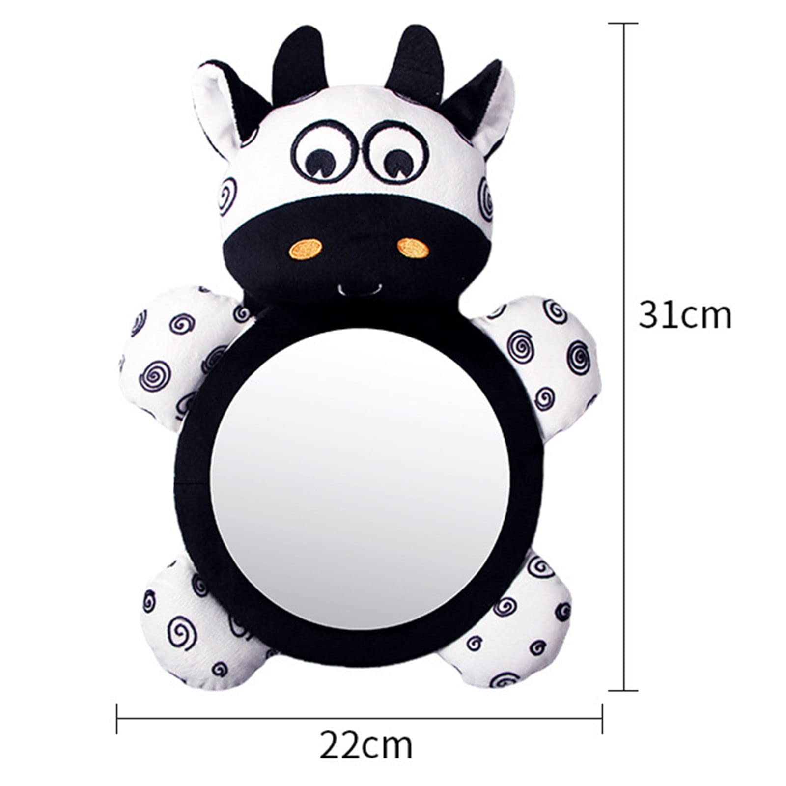 Baby Car Seat Observation Mirror - Rear Facing Safety Mirror for Infant & Toddler with Cute Cow Design | Perfect for Road Trips, Daily Commutes & Backseat Monitoring
