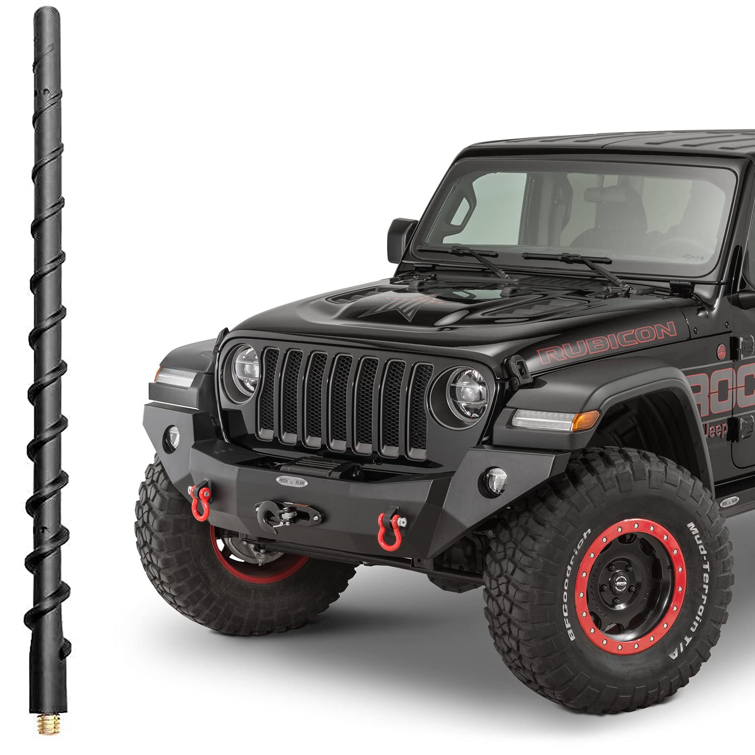 VOFONO 13 Inch Short Antenna Upgrade for Jeep Wrangler & Gladiator (2007-2025) - Compatible with JL JK Rubicon Sahara Unlimited Sport Willys 4xe Mojave High Altitude Models - Durable Jeep Accessories for Enhanced Radio Reception & Off-Road Adventures