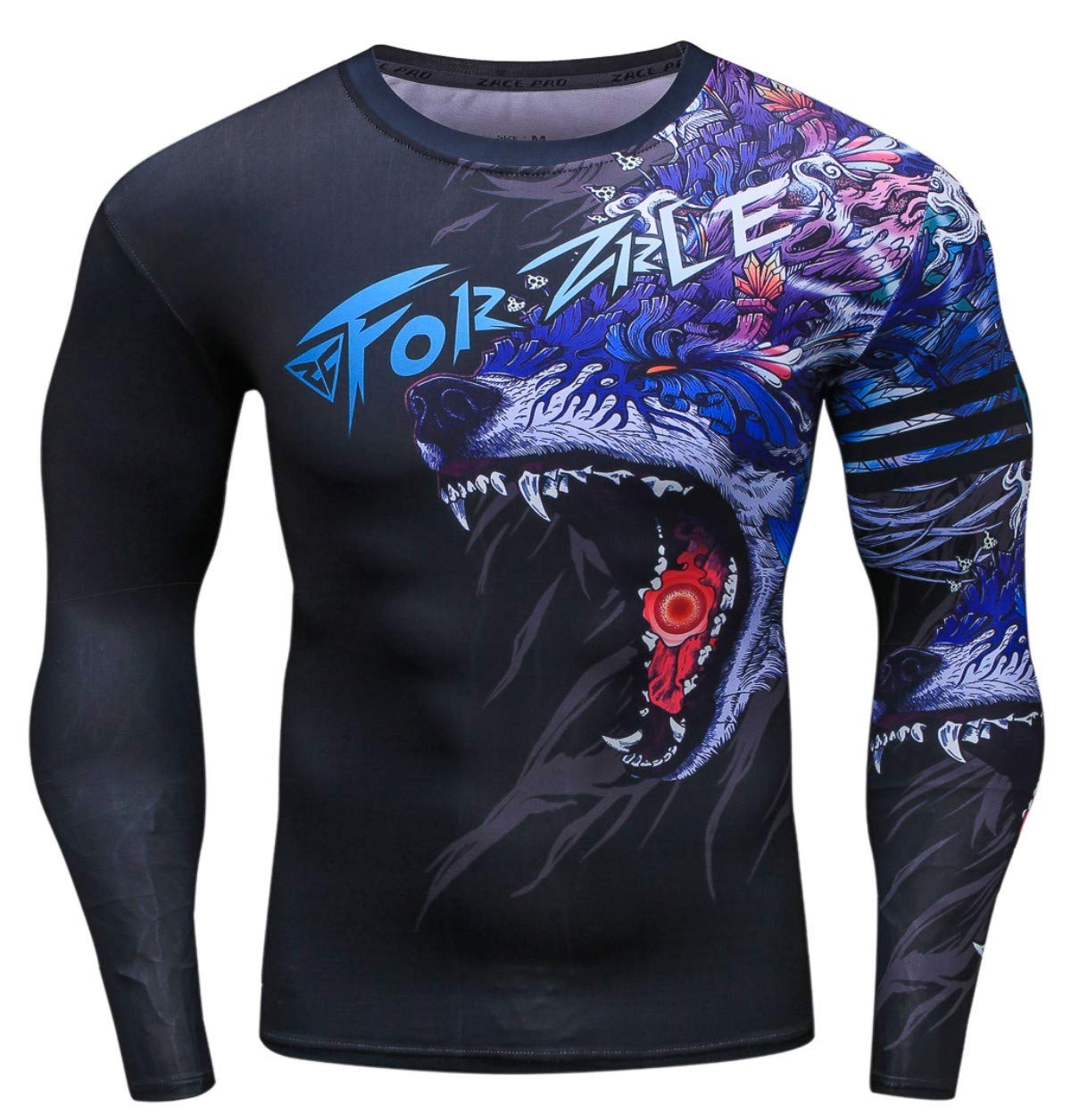 3D Printed Compression Long Sleeve T-Shirt for Men - Moisture Wicking Workout Shirt - Gym, Running & Athletic Performance Apparel