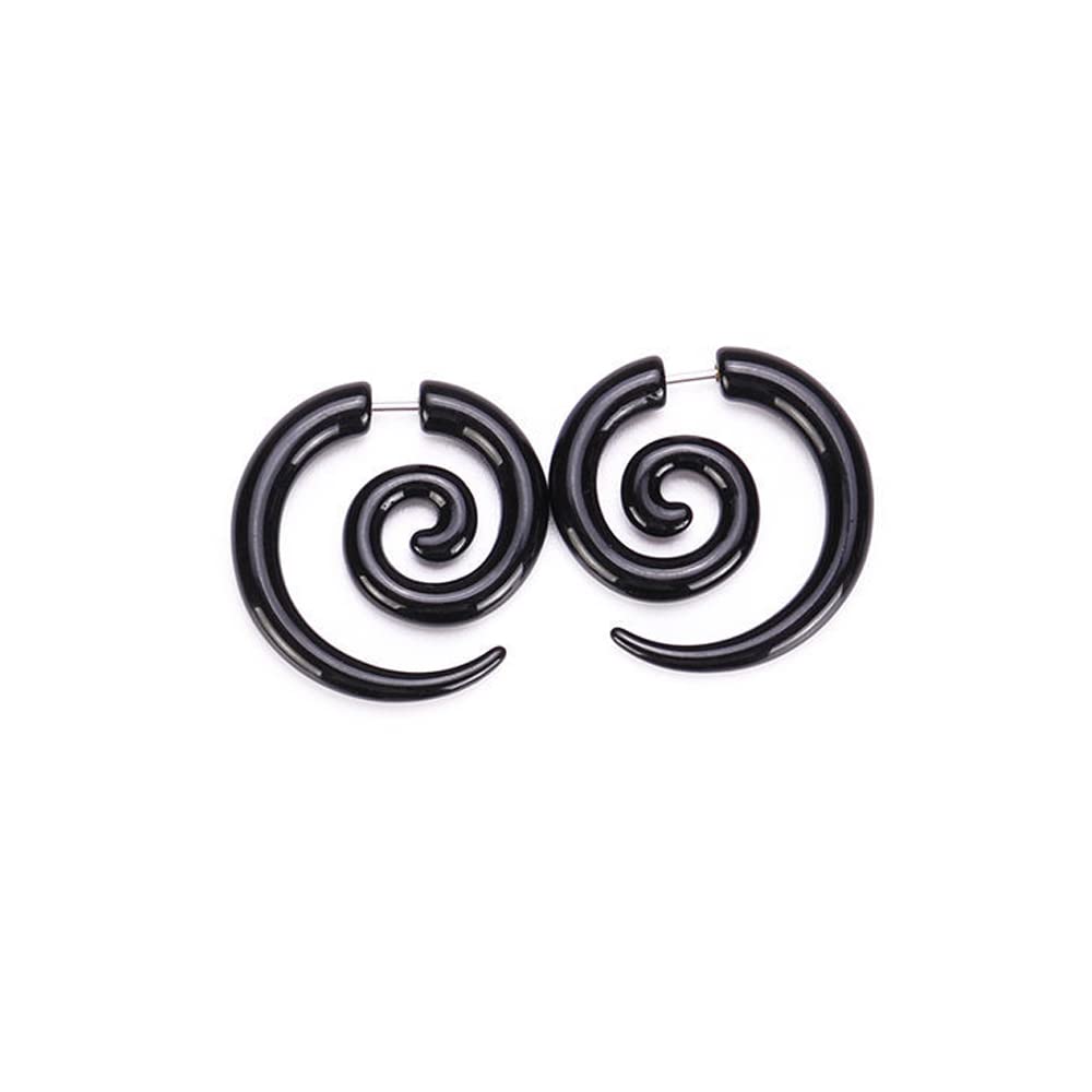 Symmetrical Horn Spiral Plugs Earrings Punk Acrylic Ear Tapers Gothic Resin Snail Drop Dangle Earrings for Women | Punk Jewelry for Concerts, Parties & Alternative Fashion
