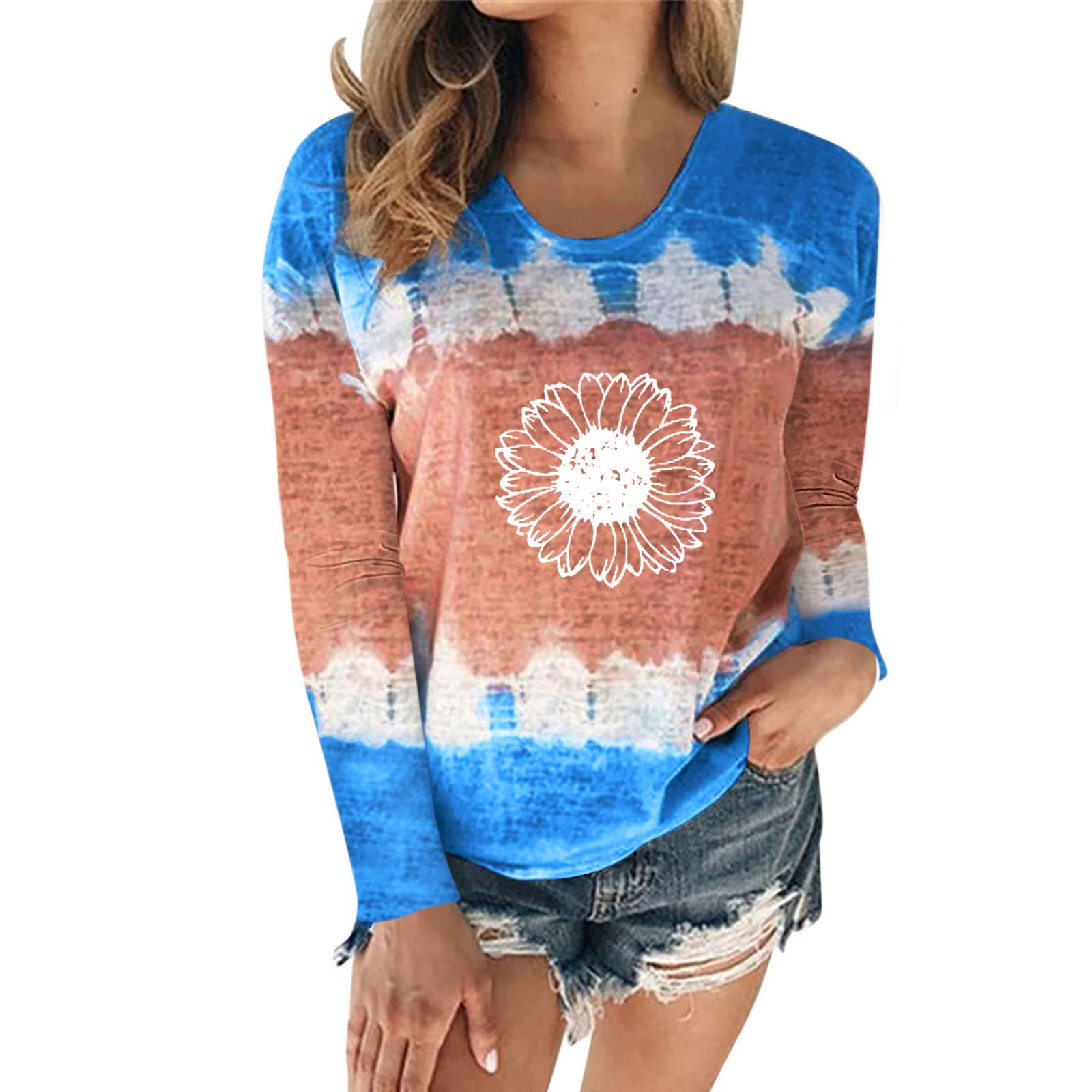 Women's Cotton Crewneck Long Sleeve Sweatshirt - Soft Casual Tunic Top for Everyday Wear | Perfect for Work, Lounge & Fall Layering
