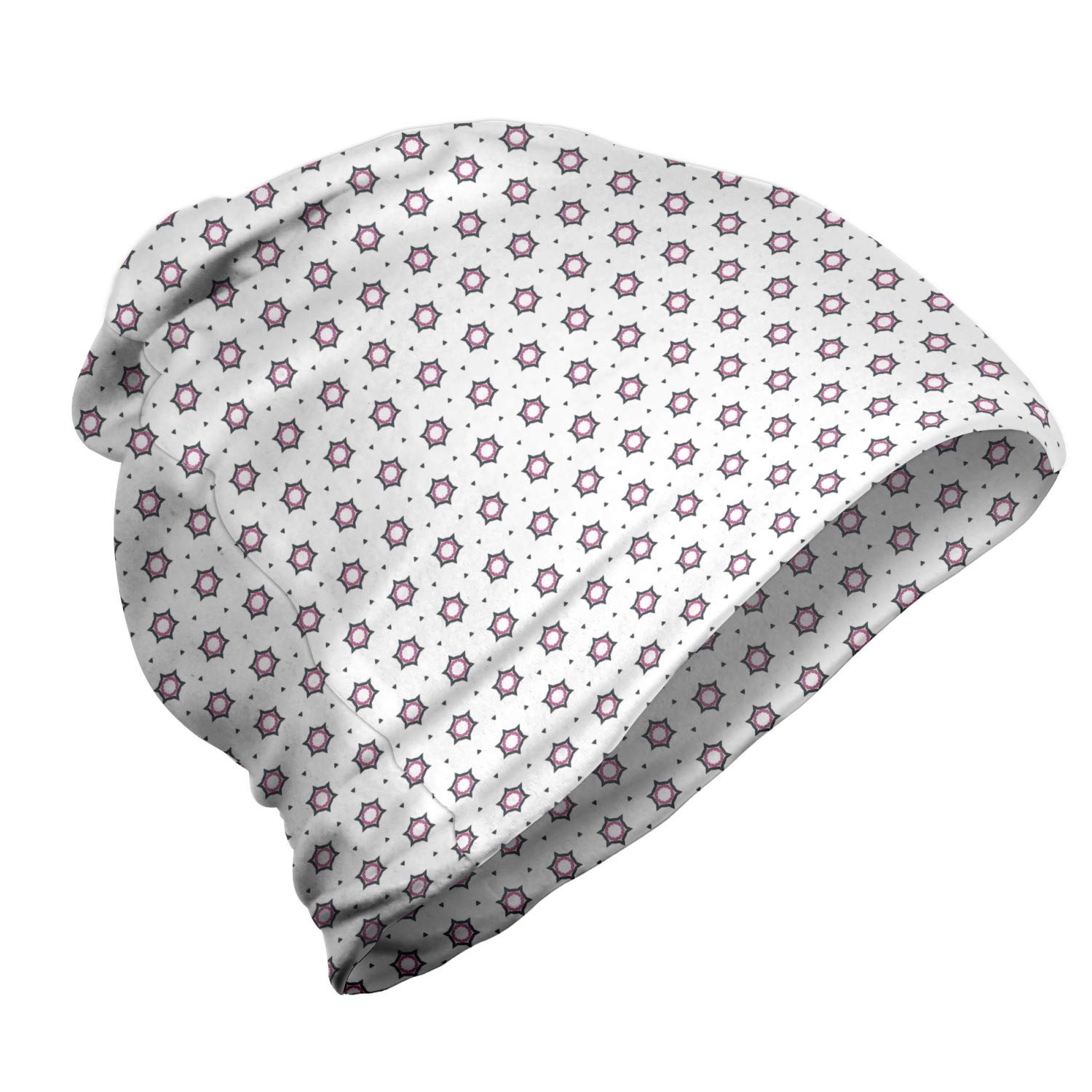 Ambesonne Unisex Winter Beanie Hat - Geometric Triangle Circle Star Design for Men & Women - Warm Knit Cap for Hiking, Skiing, and Outdoor Activities
