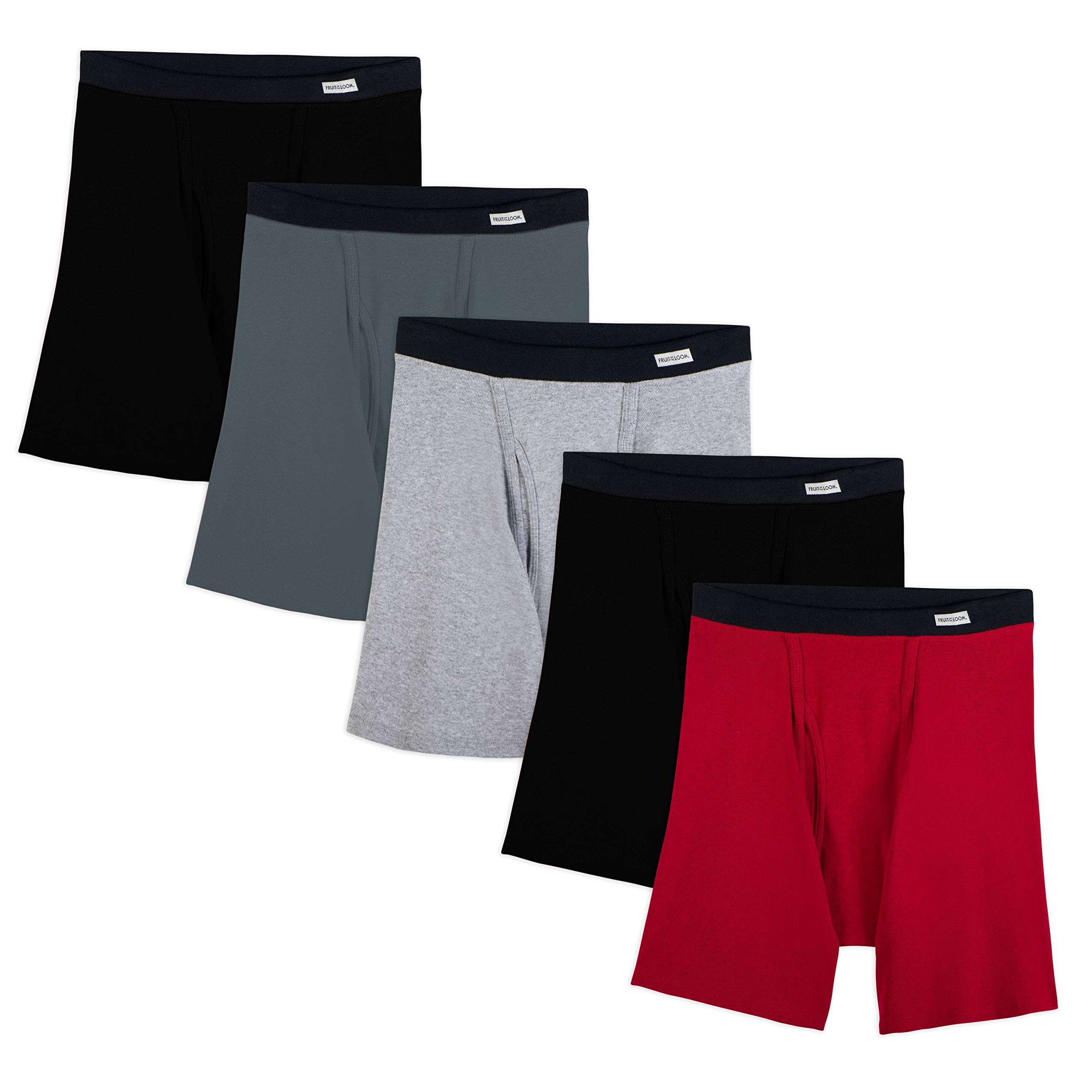 Fruit of the Loom Men's No Ride Up Boxer Briefs - Comfortable Cotton Underwear for Everyday Wear, Workout & Active Lifestyle