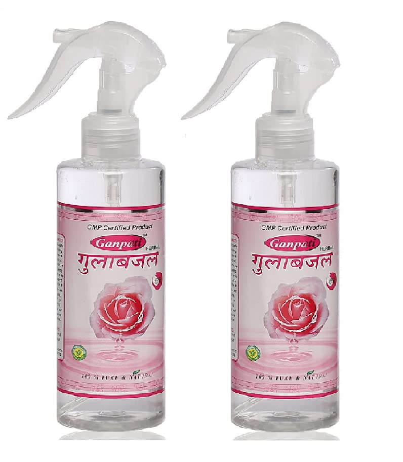 Ganpati Herbal Premium Rose Water 200ml - Paraben-Free Facial Toner for Daily Cleansing & Glowing Skin (Pack of 2) | Perfect for Morning Skincare Routine & Post-Makeup Refreshment