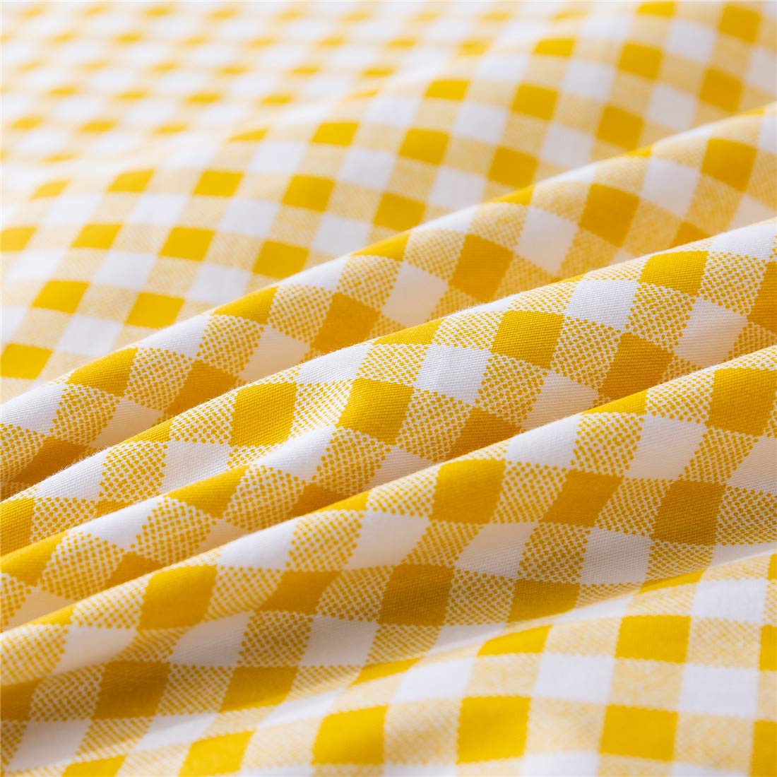 FADFAY Yellow Plaid Duvet Cover Set Queen Size 100% Cotton Ultra Soft Reversible Gingham Checkered Bedding with Zipper Closure - 3 Piece Set (1 Duvet Cover + 2 Pillowcases) for Cozy Bedroom Decor & Farmhouse Style Home