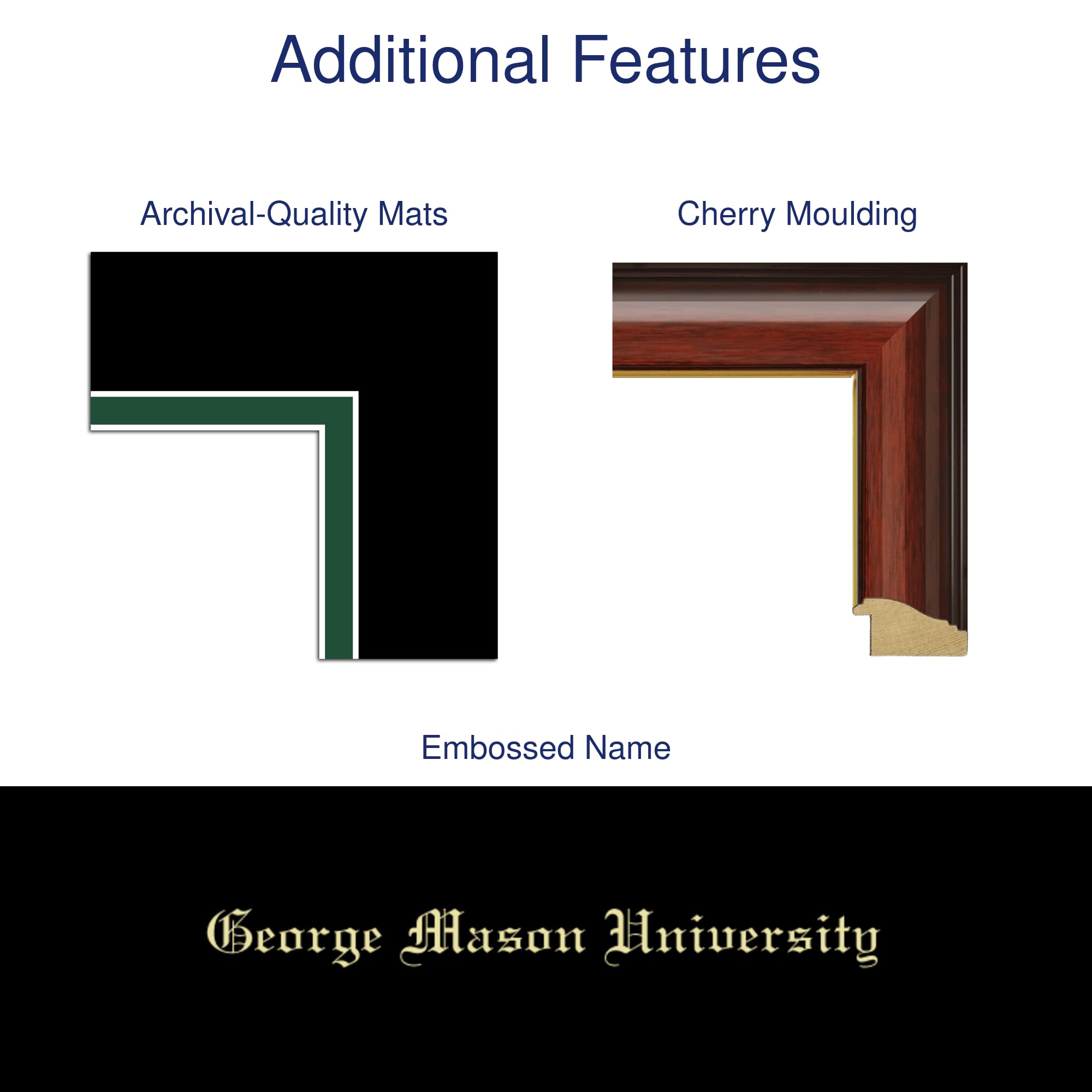 George Mason University Diploma Frame 10x14 Inches - Bachelor's, Master's, PhD Degree Display with Gold Engraved Medallion - Cherry Wood Frame with Black & Tartan Green Matting - Perfect for Office, Study Room or Graduation Gift