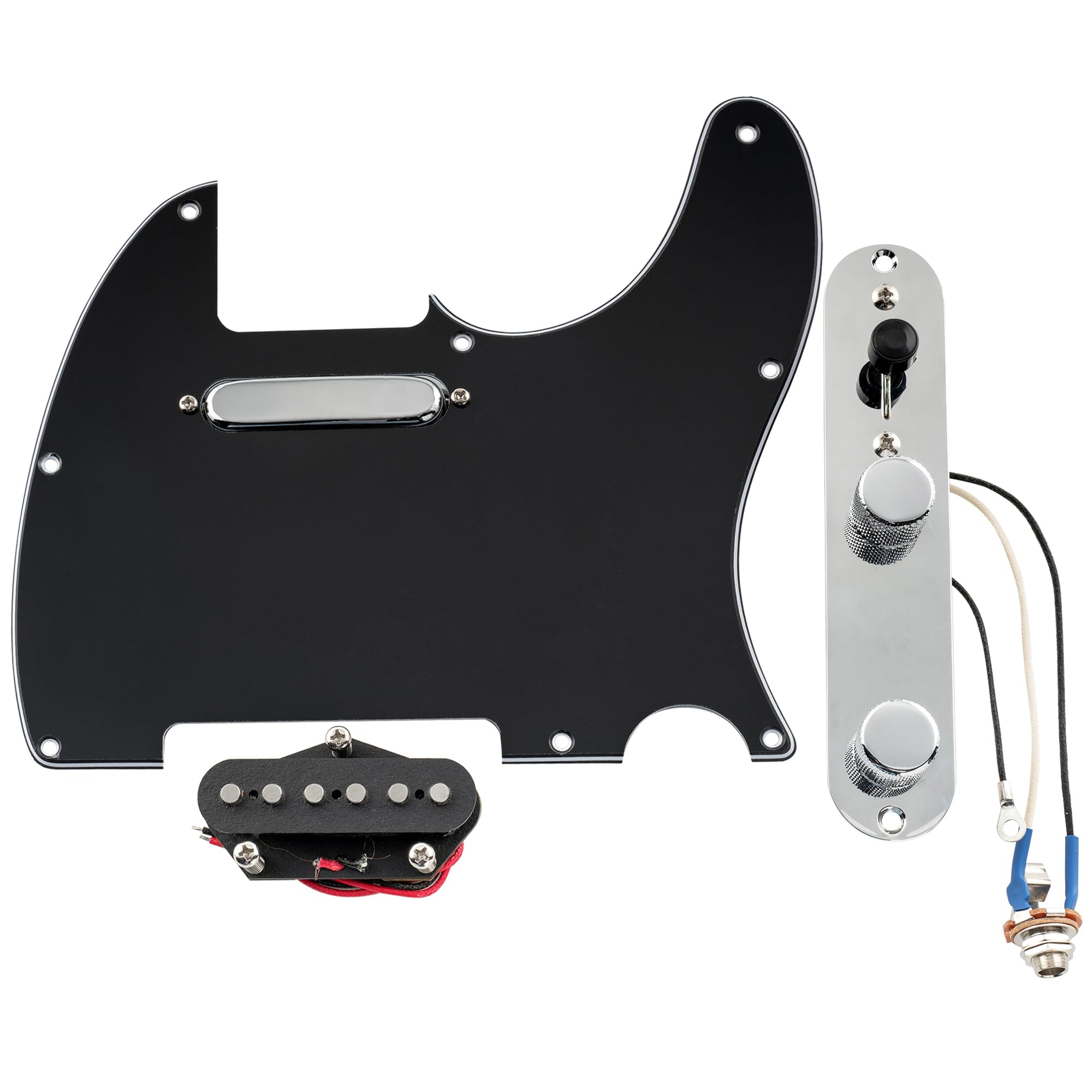 Musiclily Pro Pre-wired Tele Pickguard & Loaded Control Plate with Artec Alnico 5 Pickups for TL Style Electric Guitar - 3-Ply Black | Perfect for Blues, Rock & Country Performances