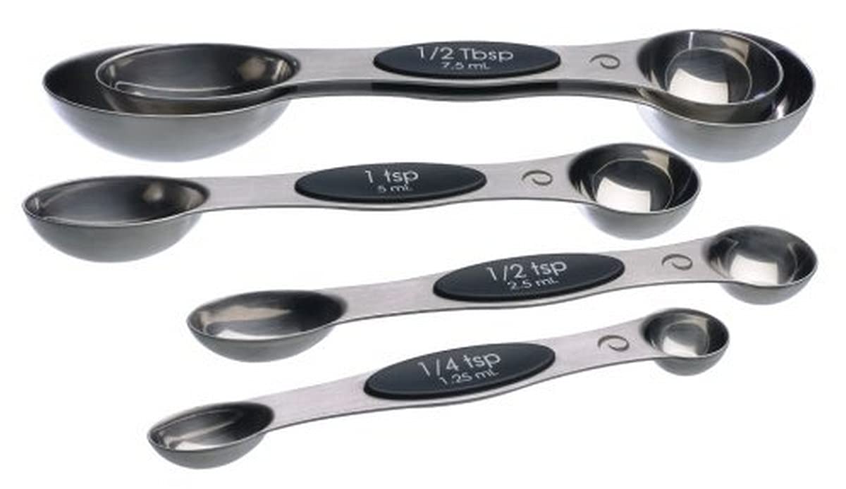 Progressive International Prepworks Magnetic Measuring Spoons Set of 5 - Black | Stainless Steel Kitchen Measuring Tools for Baking, Cooking & Coffee | Perfect for Home Chefs & Professional Bakers