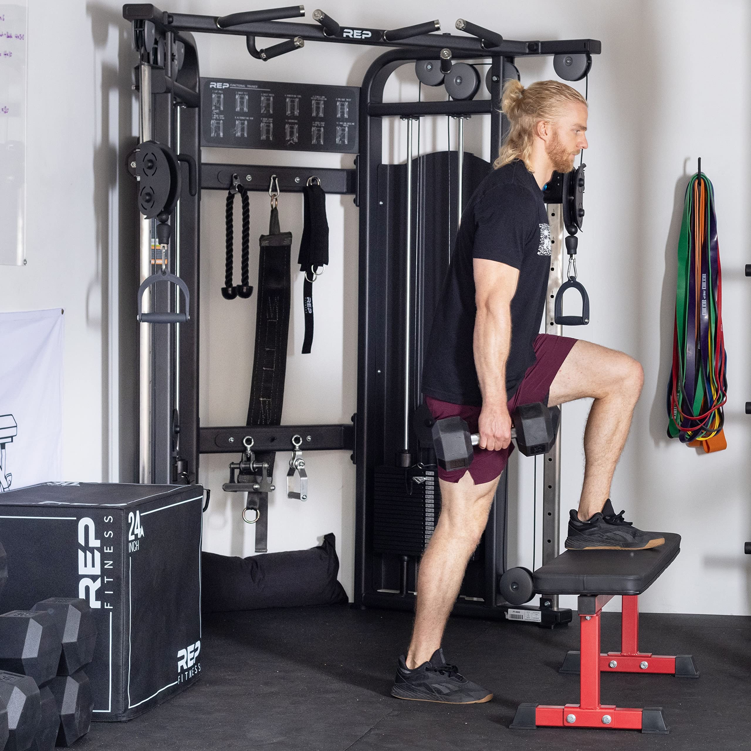 Rep Fitness FB-3000 Flat Weight Bench for Home Gym - Heavy Duty Adjustable Workout Bench for Strength Training, Dumbbell Press & Full Body Exercises - Perfect for Garage Gym & Personal Fitness Studio