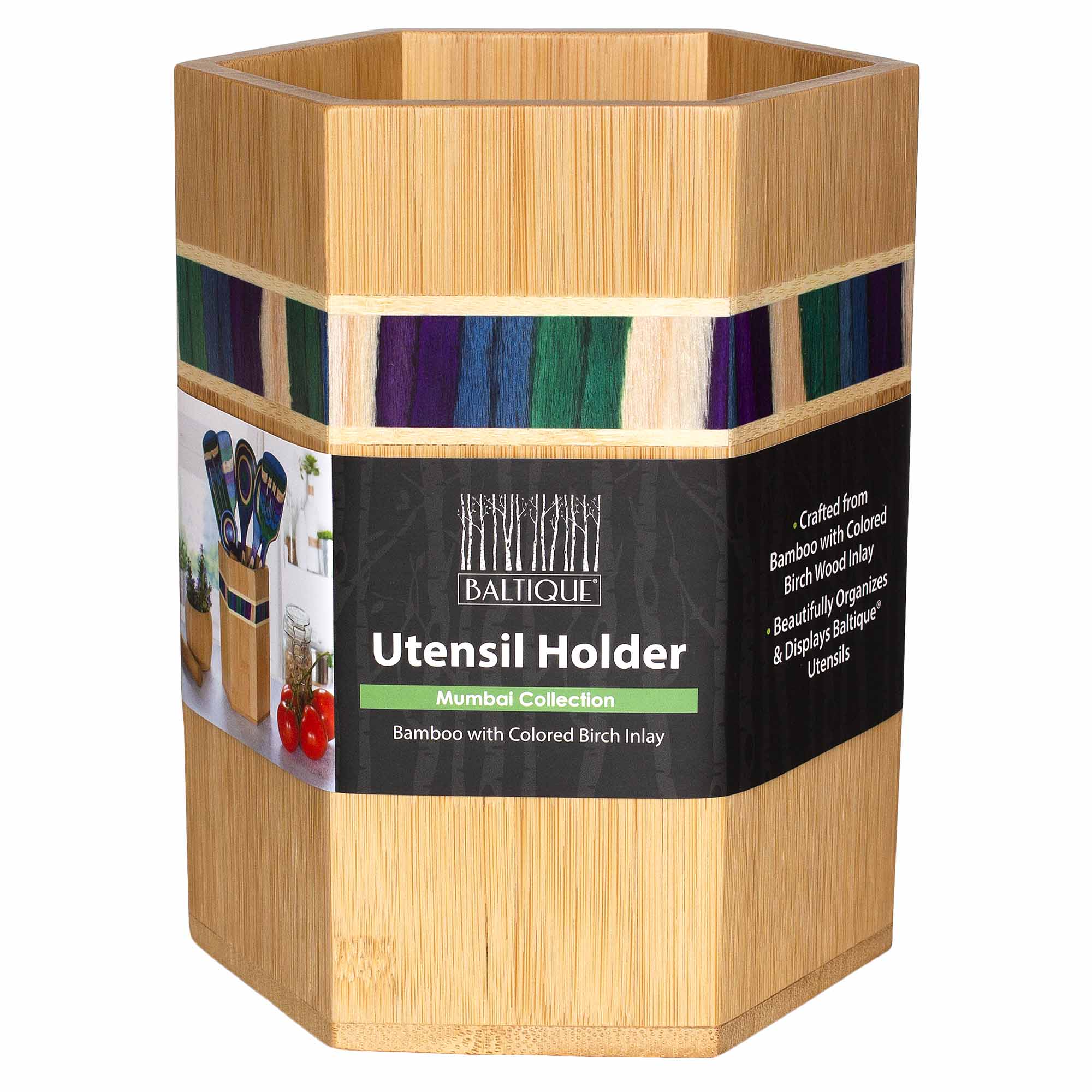 Baltique® Mumbai Collection Kitchen Utensil Holder - Stainless Steel Organizer for Spoons, Forks & Cooking Tools - Perfect for Countertop, Drawer or Pantry Organization