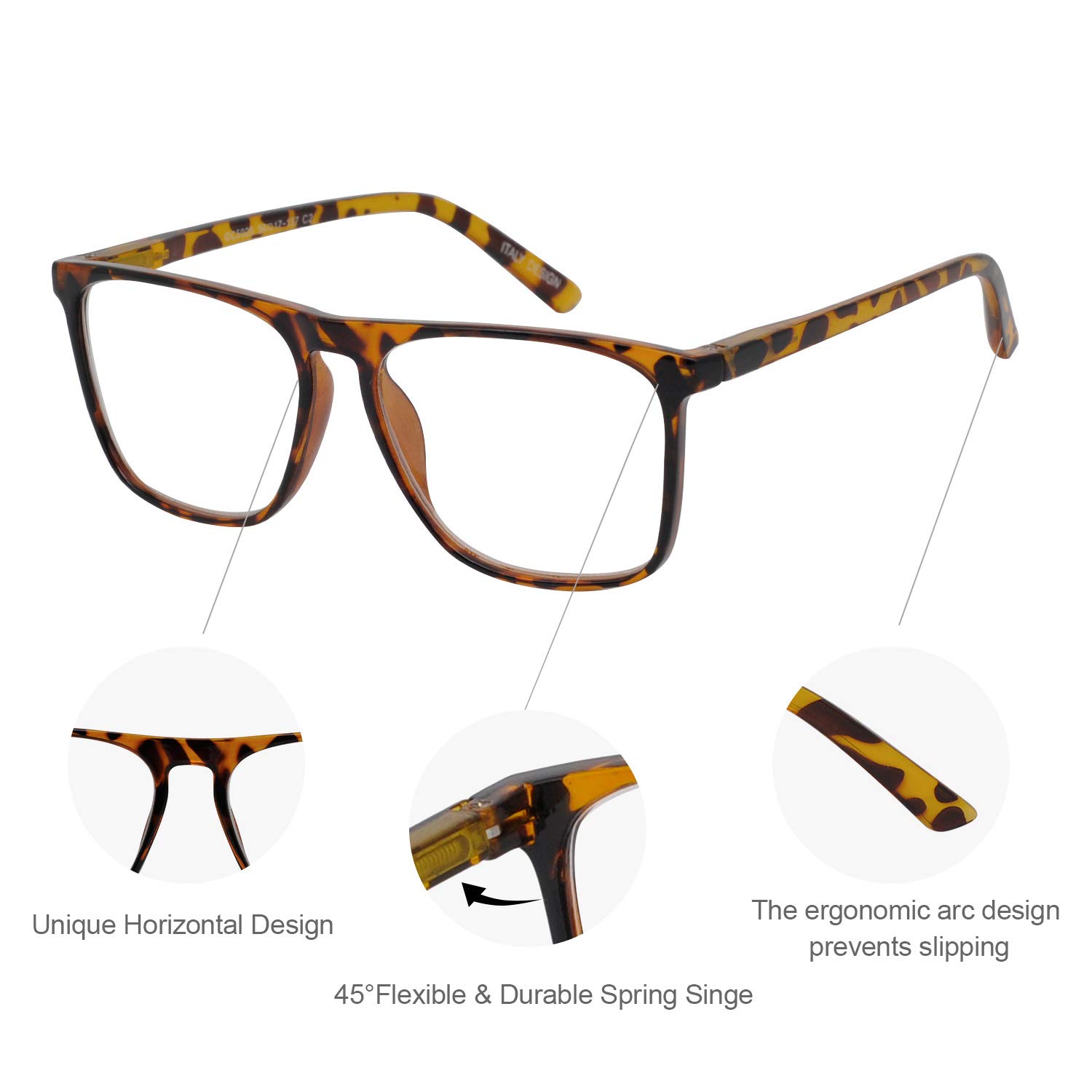 MARE AZZURO Blue Light Blocking Glasses for Men - Anti Blue Ray Computer Gaming Eyewear with Optical Frames - Reduce Eye Strain for Work, Gaming & Screen Time