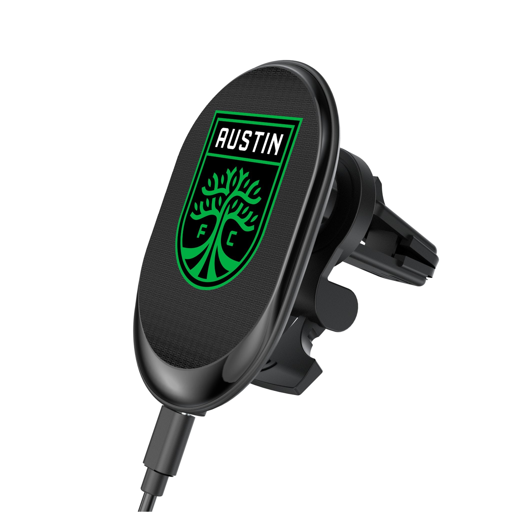 Austin FC Wireless Magnetic Car Charger - Fast Charging Linen Phone Mount for iPhone & Android - Perfect for Road Trips & Commuting
