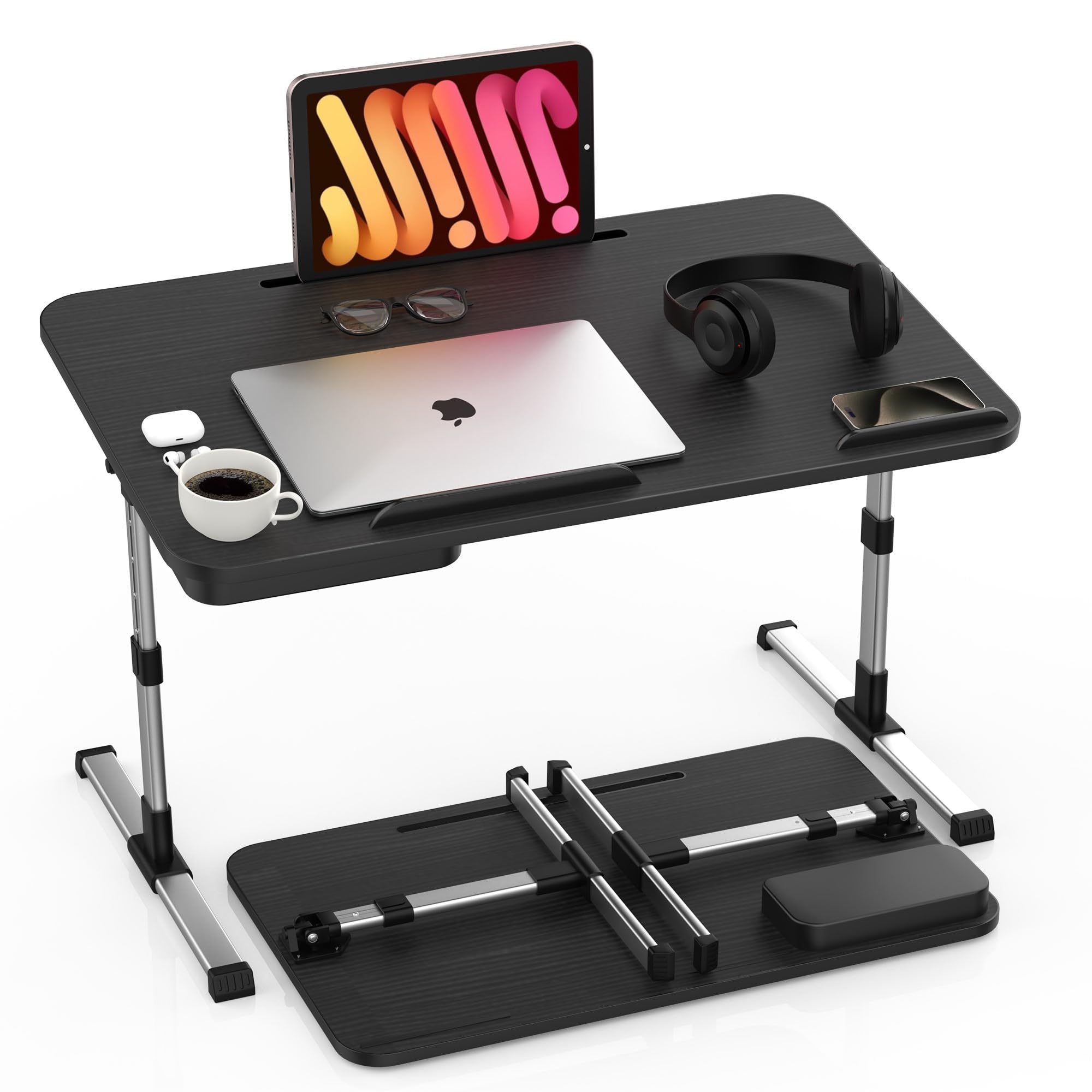 Adjustable Laptop Stand for Bed - Portable Lap Desk with Tray for Sofa, Floor, Couch - Ergonomic Bed Table for Kids, Adults & Elderly - Perfect for Working, Eating, Studying & Traveling - XL Size