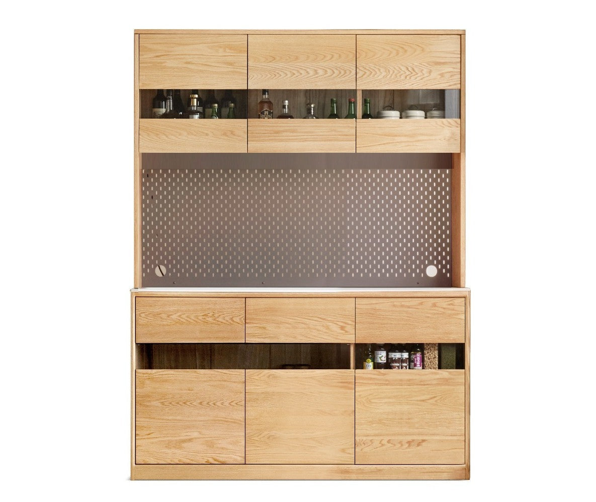 Modern Oak Solid Wood Sideboard Buffet Cabinet - Stylish Storage for Dining Room, Living Room & Entryway