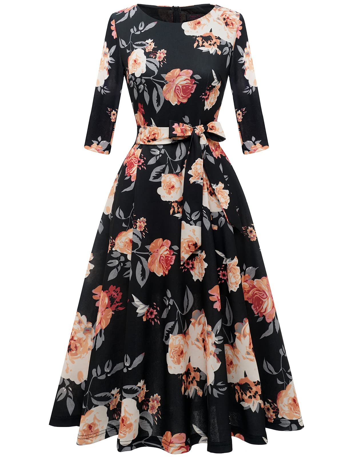 Vintage Cocktail Dresses for Women 2025 | 3/4 Sleeve Formal Church Dress | Wedding Guest & Spring Party Attire | Elegant Vintage-Inspired Evening Gowns for Special Occasions