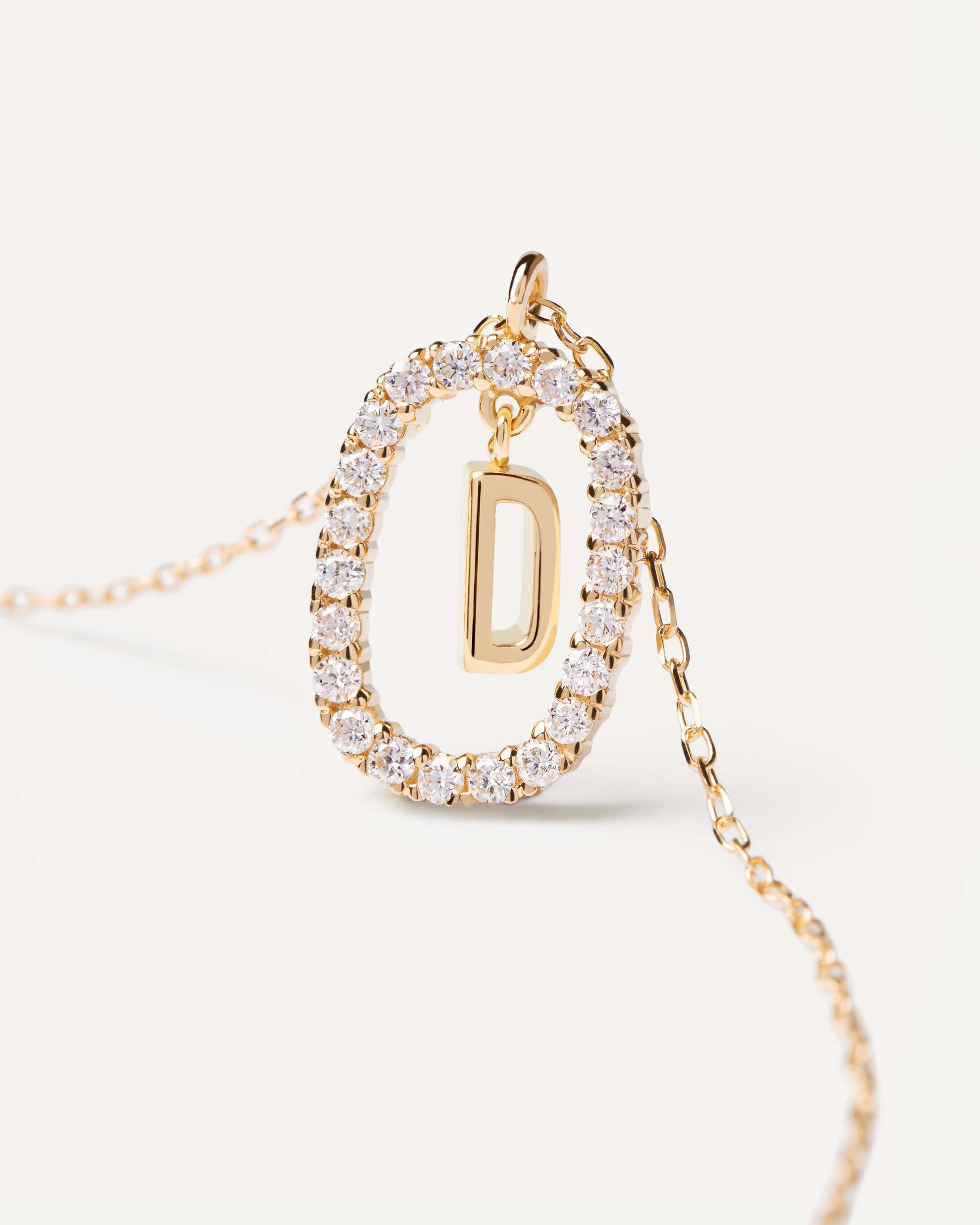 Diamond & Gold Letter D Necklace for Women - Elegant Initial Pendant Jewelry Gift for Birthday, Anniversary & Valentine's Day