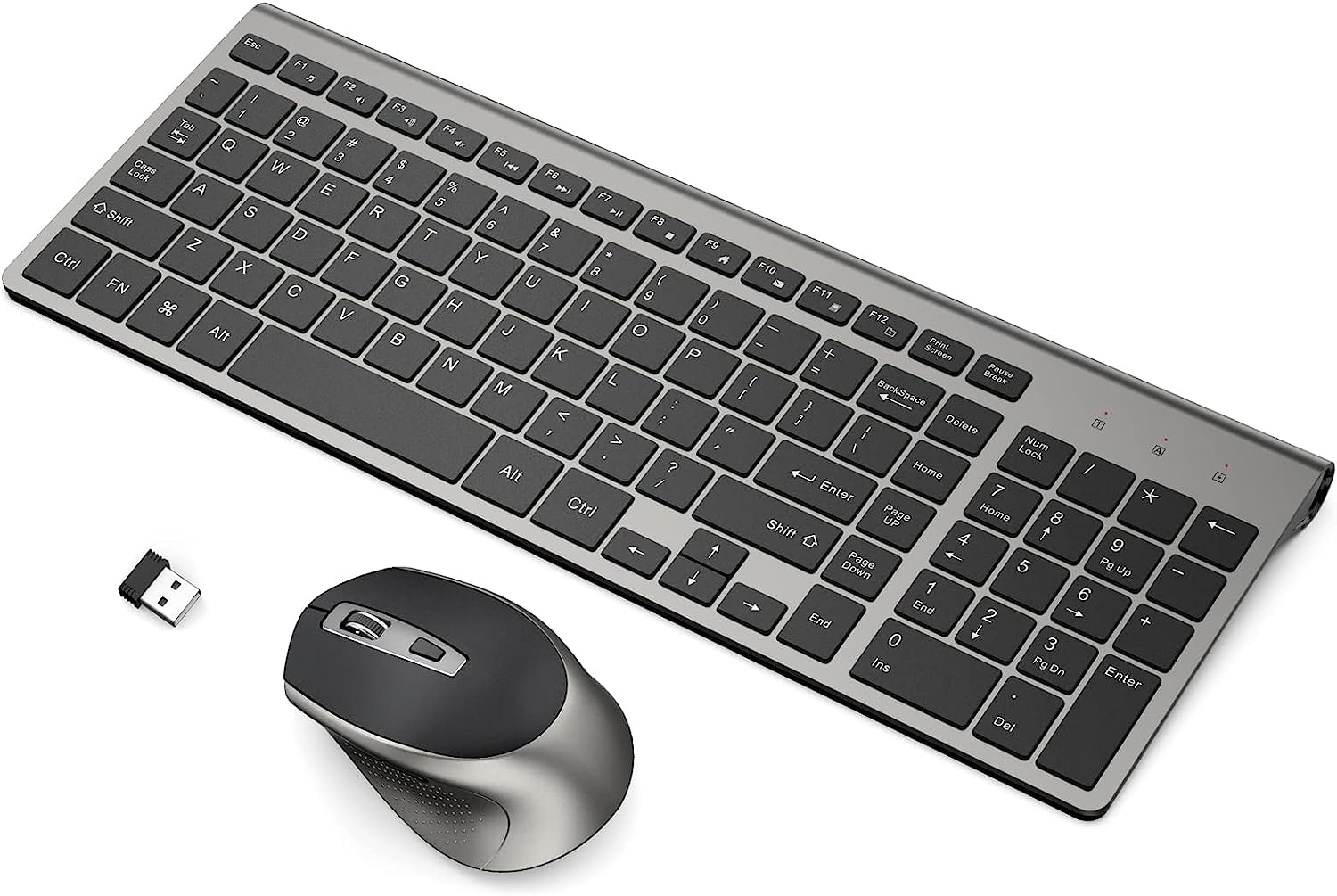 J JOYACCESS 2.4G Wireless Keyboard and Mouse Combo - Ergonomic Design for Comfort Typing, Compatible with PC, Windows, Laptop, Desktop, Chromebook & Mac (Grey) - Perfect for Office Work, Gaming & Home Computing