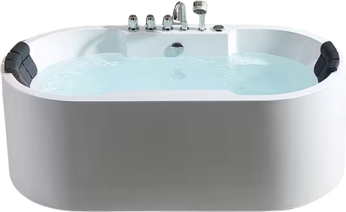 Empava 67-Inch Freestanding Acrylic Whirlpool Bathtub with Center Drain - Oval Soaking Tub for Luxury Bathroom & Spa Relaxation at Home