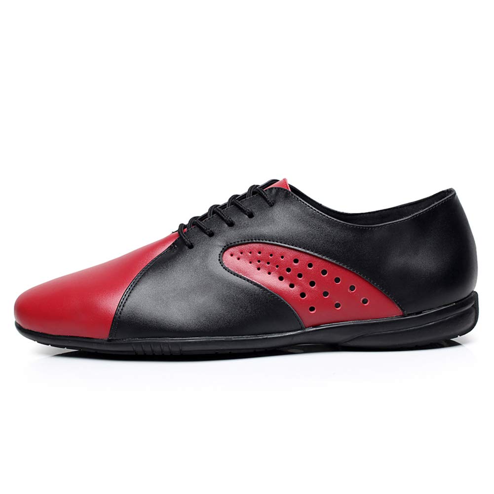 Hipposeus Men's Ballroom Dance Shoes - Red Latin Tango Modern Rumba Social Dance Shoes with Rubber Sole (Model 9017) | Professional Dance Shoes for Men | Perfect for Latin, Ballroom, Tango & Social Dancing