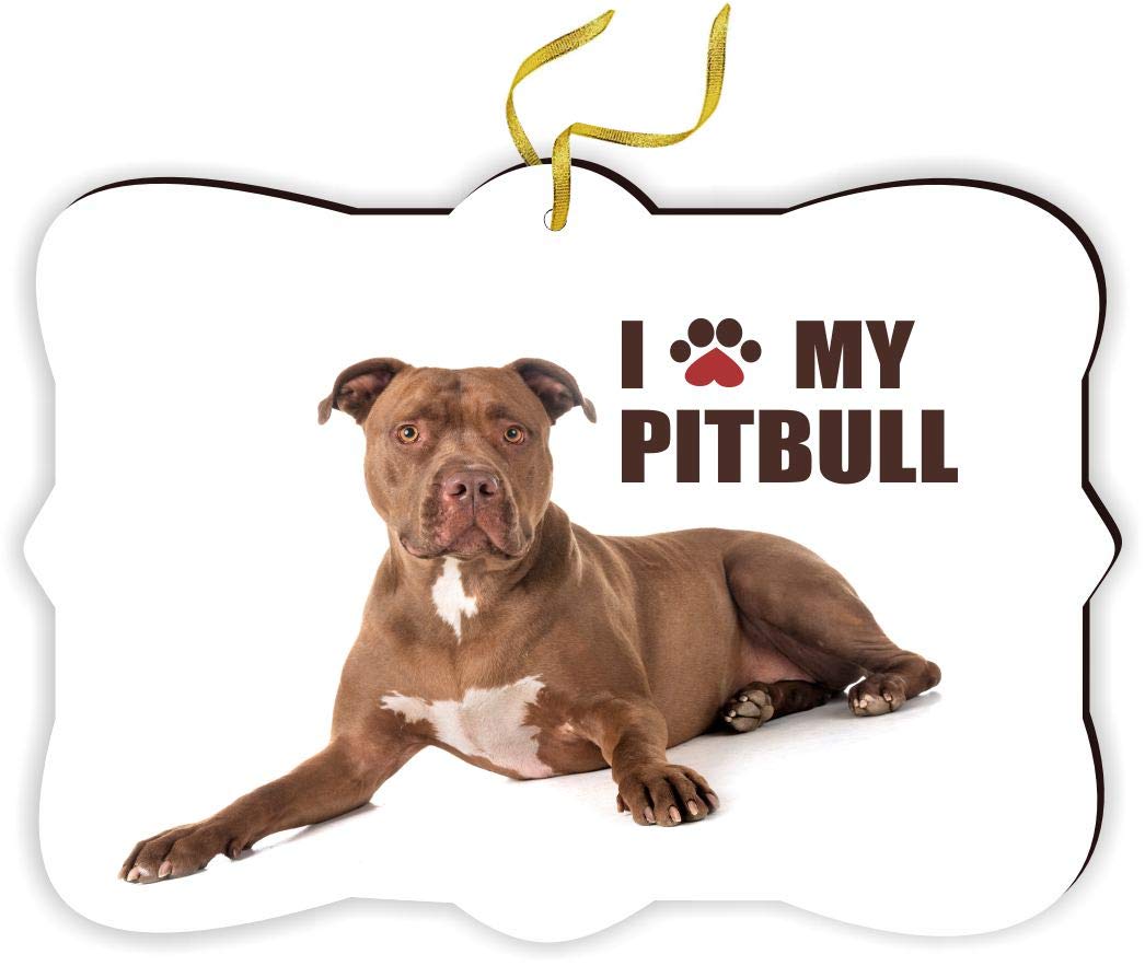 Pitbull Lover Christmas Ornament - Brown Paw Print Hanging Decor for Tree & Car Mirror - Festive Pet Accessory Gift for Dog Owners