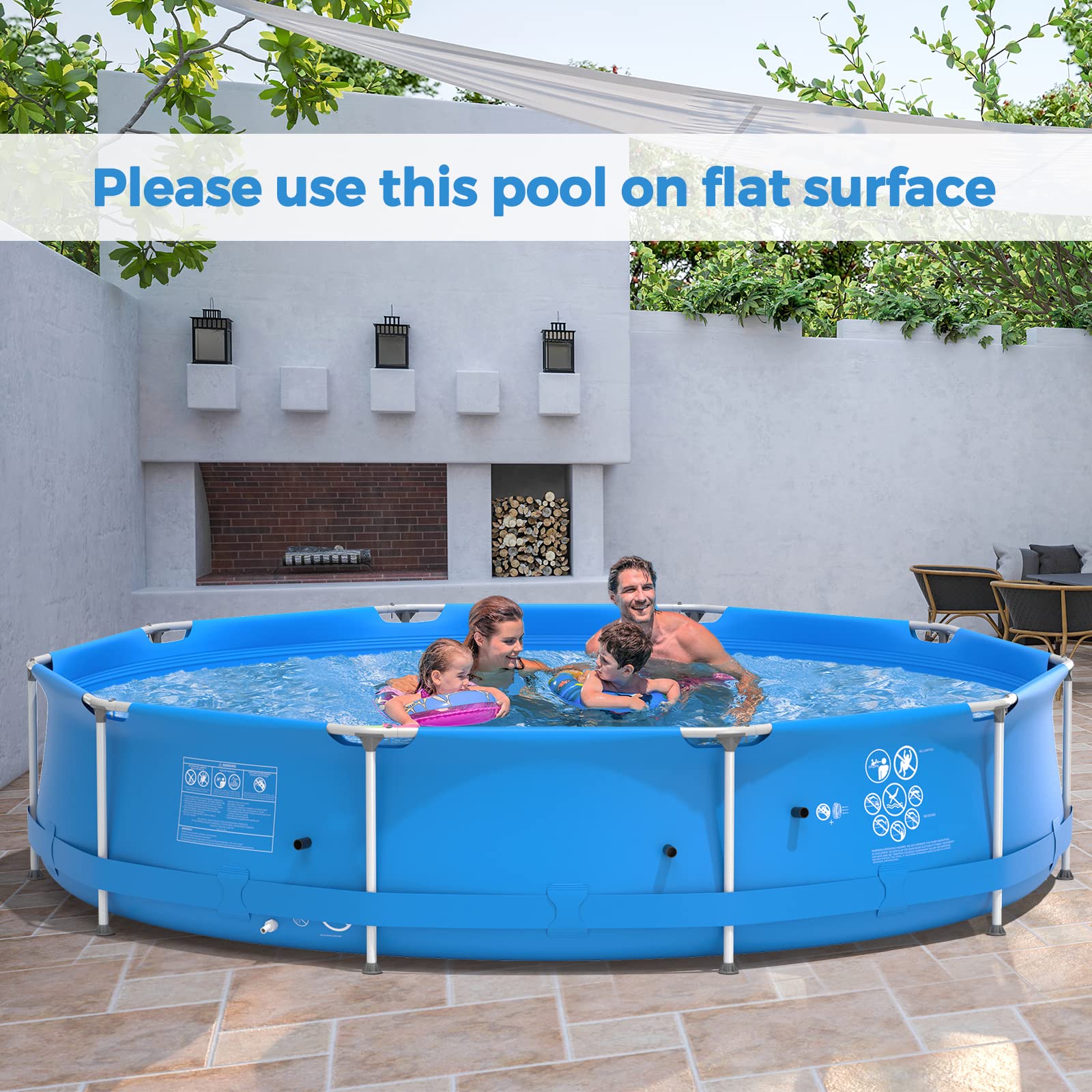 GYMAX 12ft x 31.5inch Above Ground Steel Frame Swimming Pool with Cover | Durable Outdoor Backyard Pool for Adults & Kids | Perfect for Summer Fun, Family Gatherings & Backyard Parties
