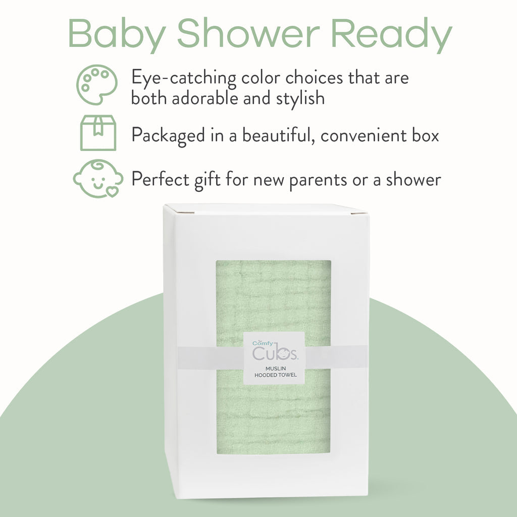 Comfy Cubs Ultra Soft Muslin Cotton Hooded Baby Towel - Newborn Bath & Swim Wrap, Perfect for Infants, Toddlers, and Kids - Ideal for Bath Time, Swimming, Beach, and Spa Days