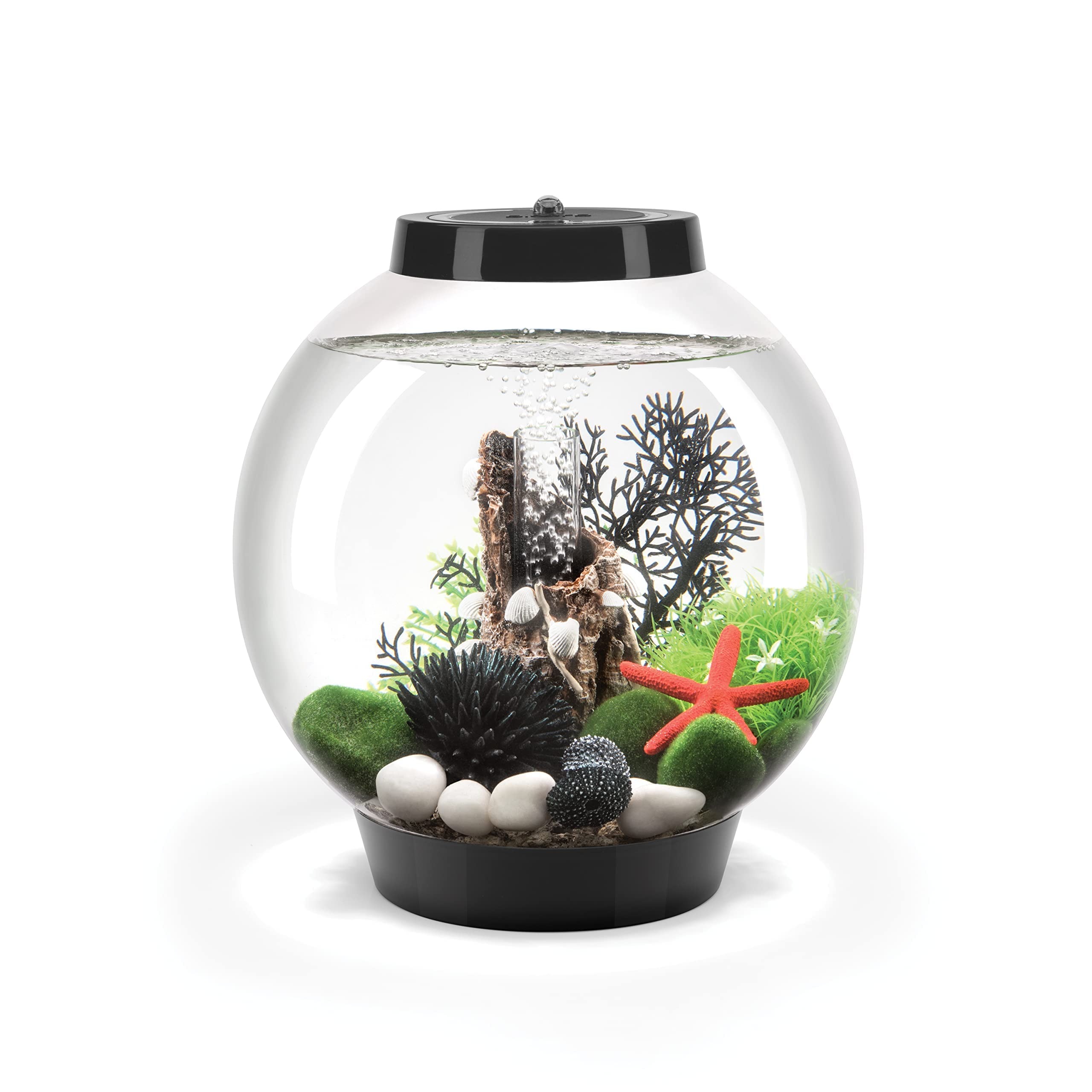 biOrb Classic 15 Acrylic 4-Gallon Aquarium with Remote-Controlled LED Lights - Modern Compact Fish Tank for Tabletop or Desktop Display - Perfect for Home, Office Decor & Relaxation - Black