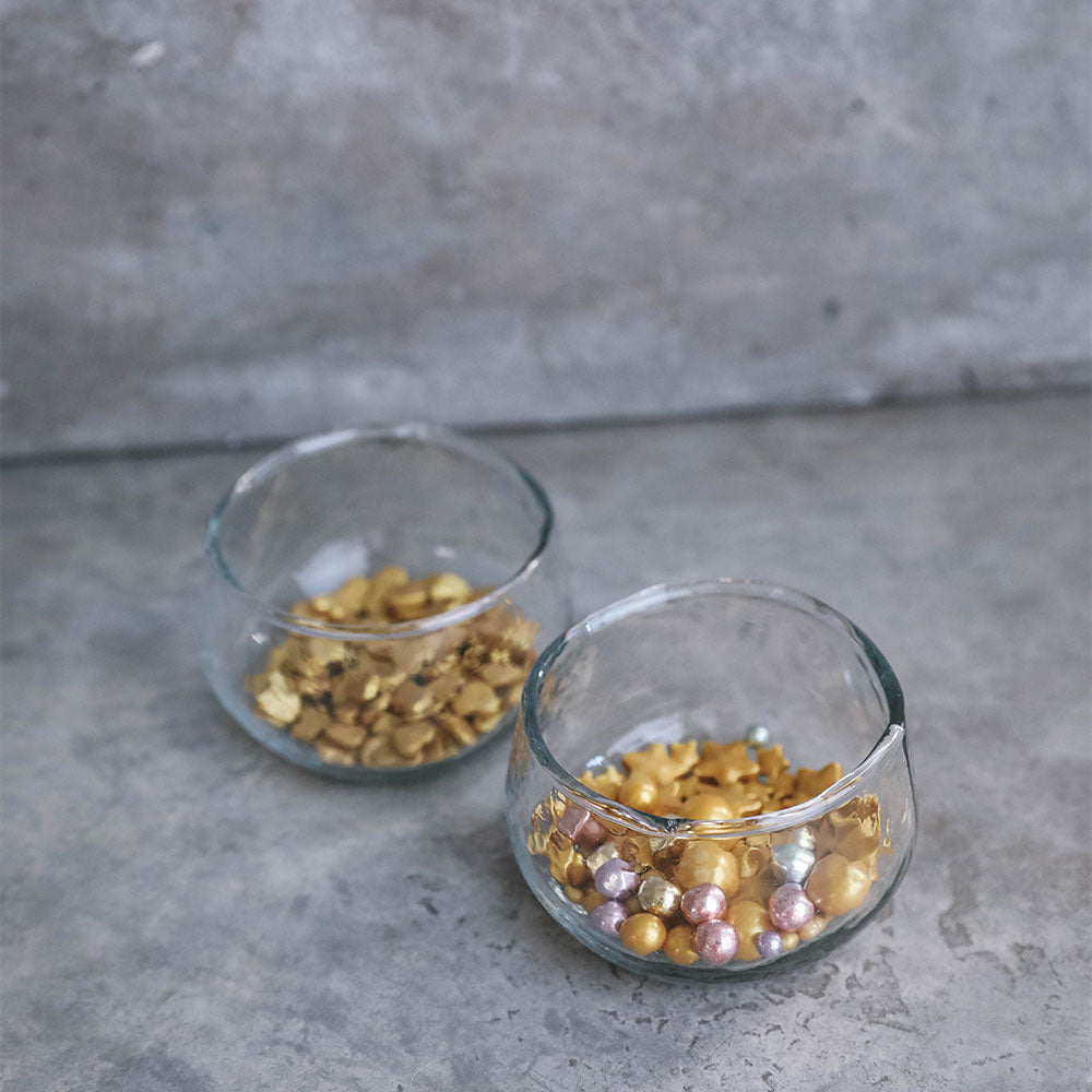 Premium Dimpled Glass Condiment Bowls Set - 4-Piece Small Serving Dishes for Sauces, Dips & Spices - Perfect for Entertaining, Restaurants & Home Kitchen Use