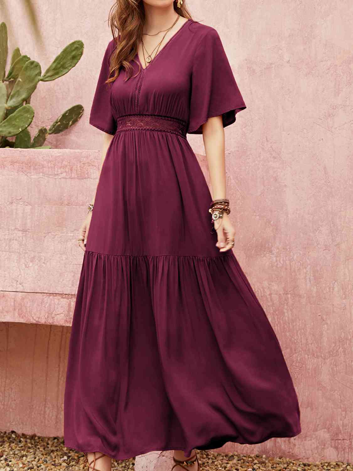Classic Cerise Resort Midi Dress - Floral Summer Dress for Women, Beach Vacation Outfit, Party Wear & Casual Day Dress
