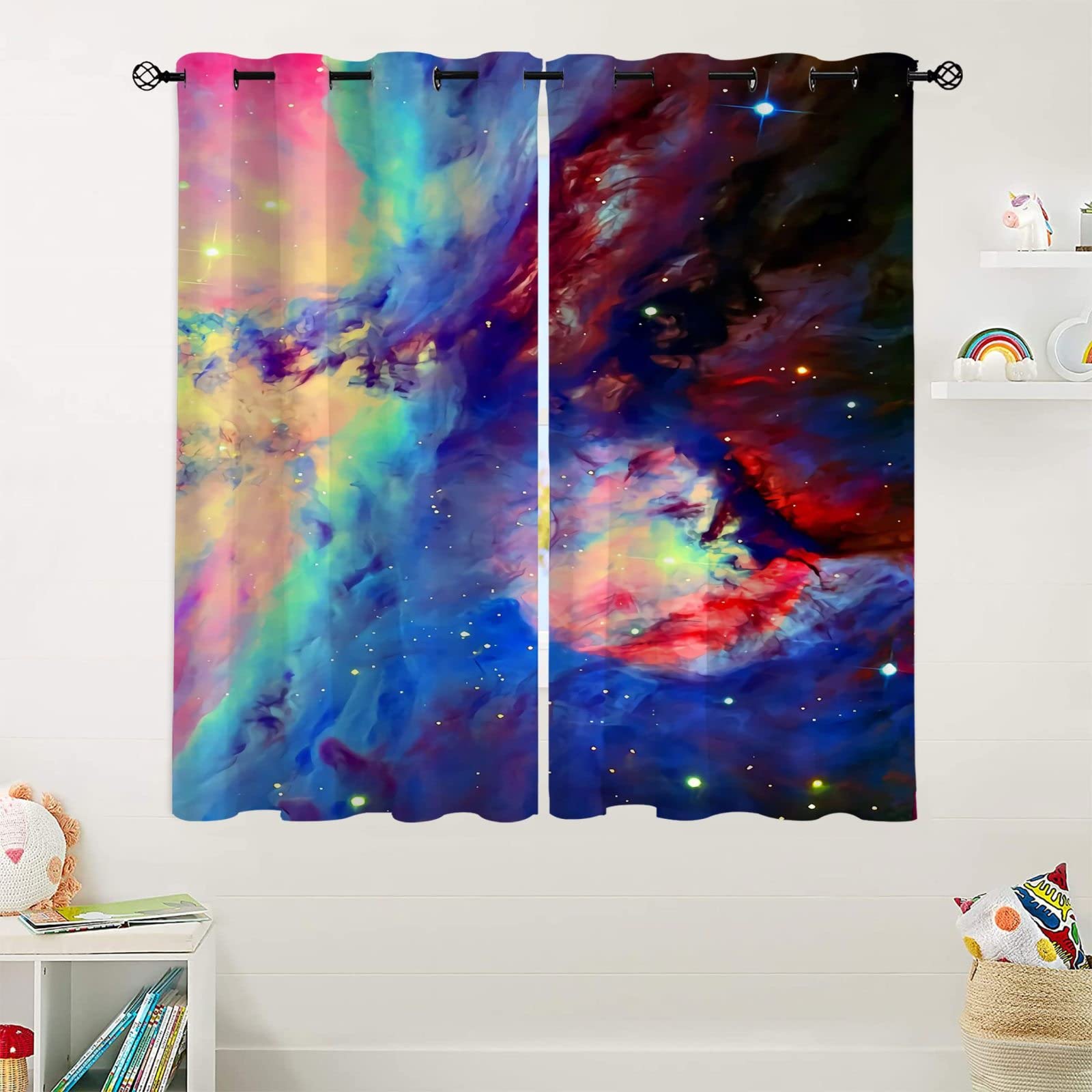 Starry Sky Blackout Curtains for Bedroom - Thermal Insulated Grommet Window Drapes, Darkening Room Decor for Kids & Living Room, 2 Panels (108