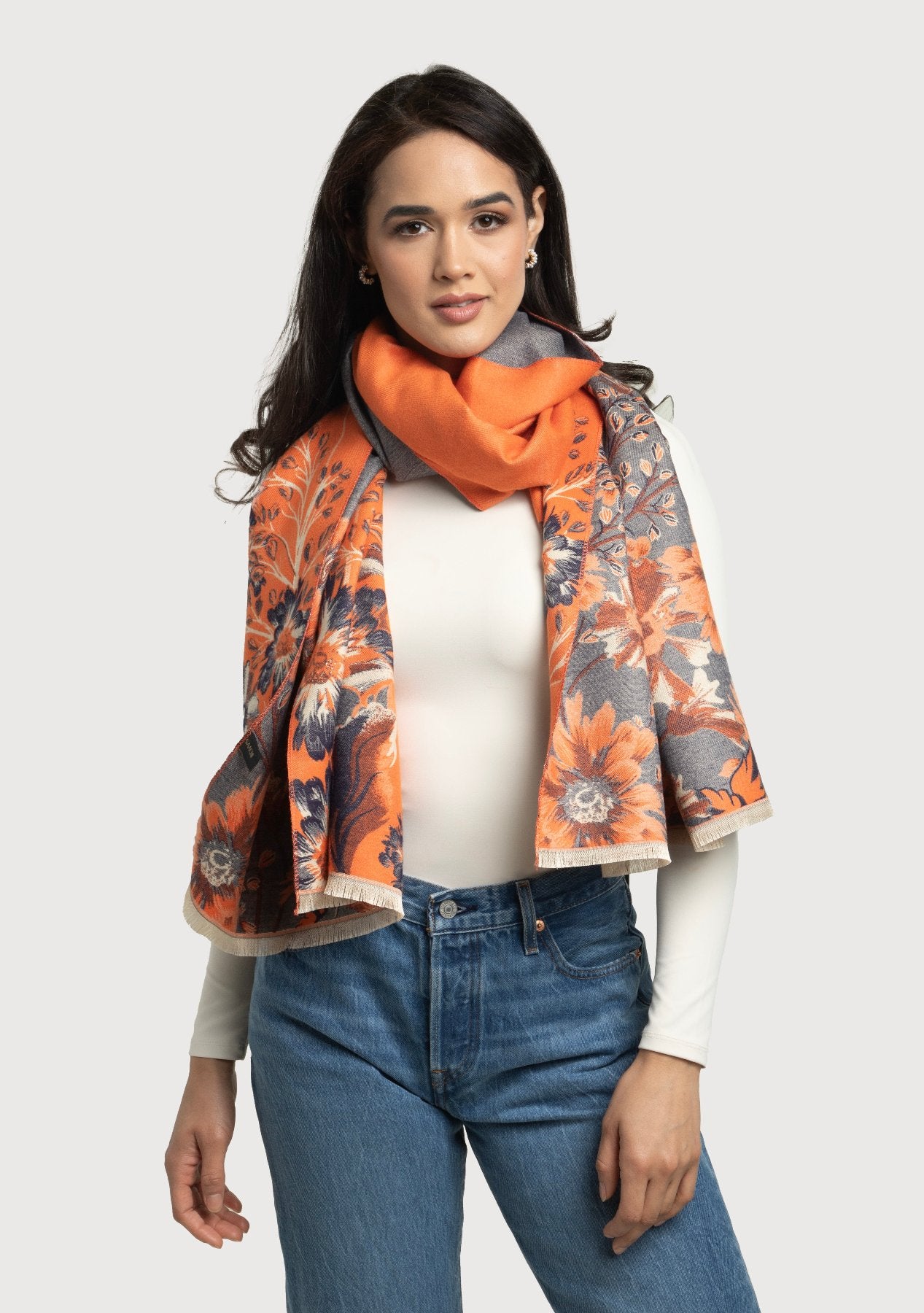 Reversible Floral Oversized Scarf - Soft Winter Shawl Wrap for Women - Perfect for Cold Weather, Travel & Fashion Accessories