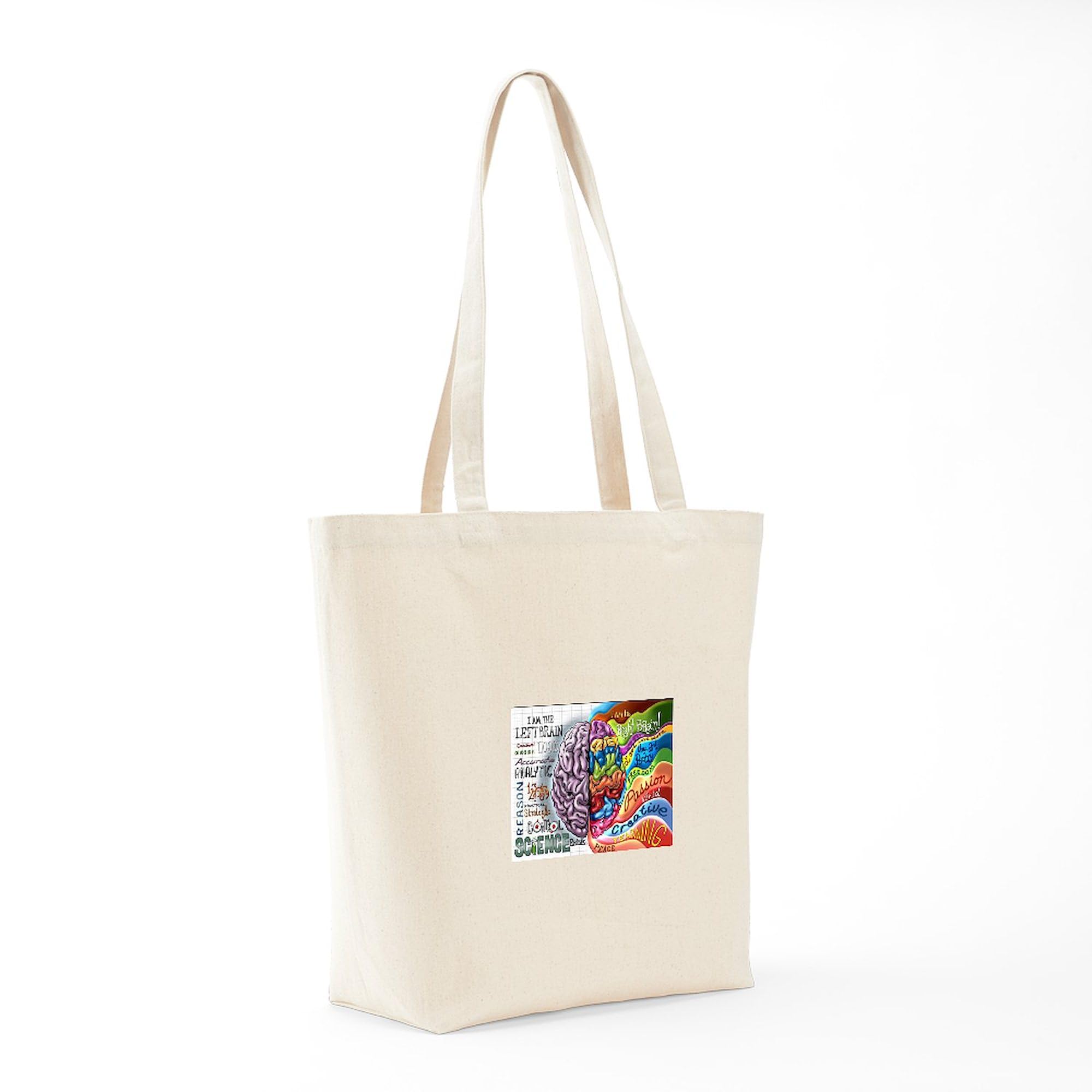 Left Brain Right Brain Tote Bag - Natural Canvas Reusable Shopping Bag for Work, School & Grocery - Funny Gift for Science Lovers & Students