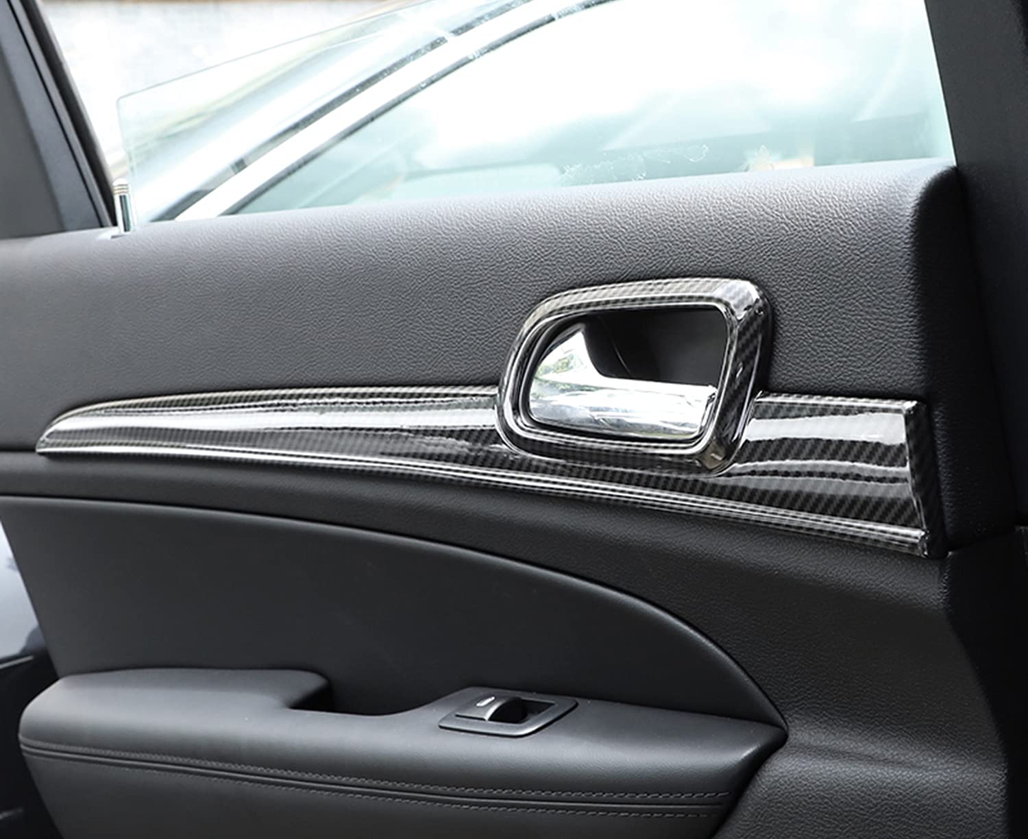 Premium ABS Carbon Fiber Style Dashboard Panel Trim & Door Handle Covers for Jeep Grand Cherokee 2014-2021 - Interior Accessories Upgrade for Enhanced Style & Protection