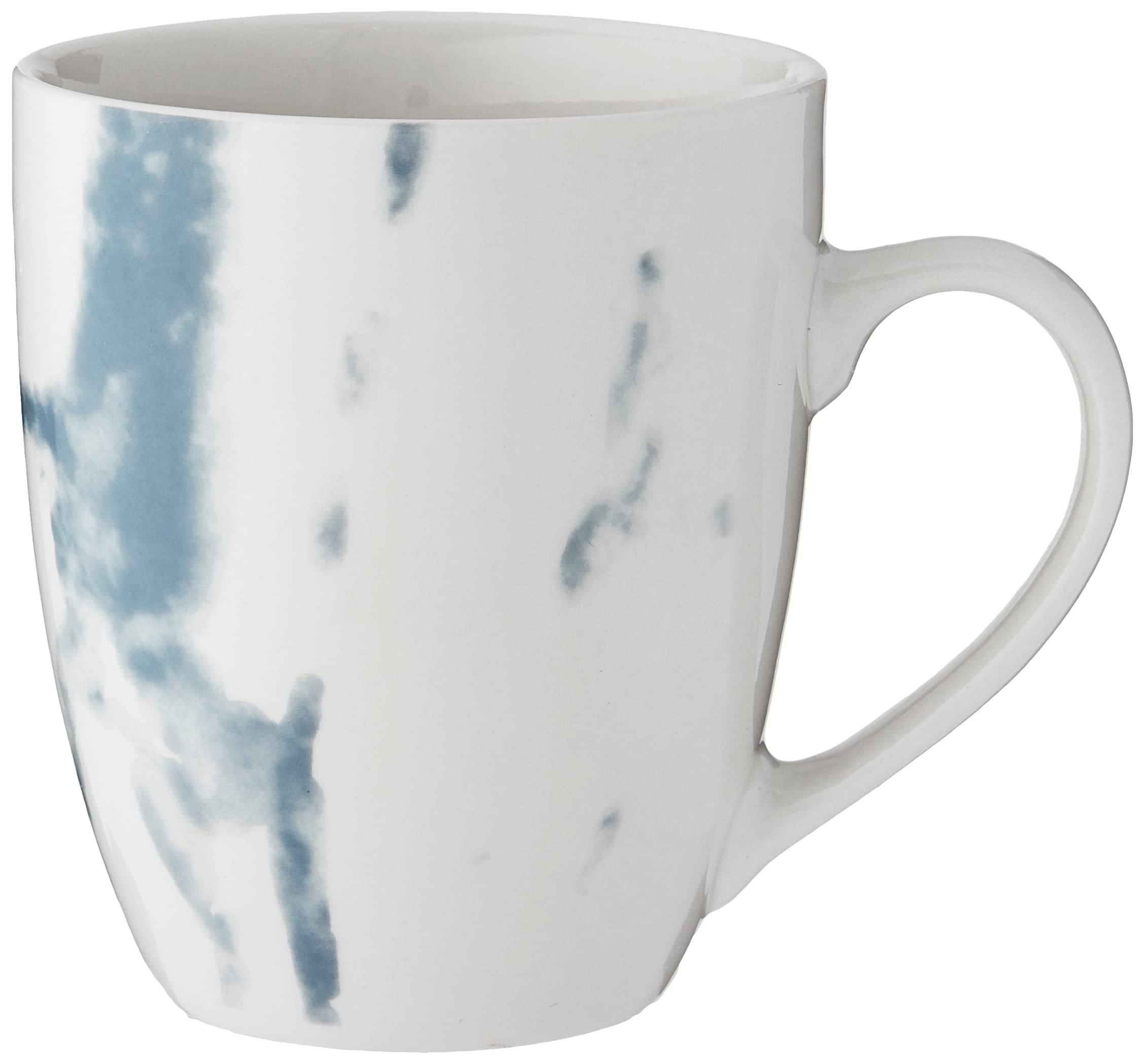 American Atelier 16-Piece Round Dinnerware Set - White & Blue Stoneware Plates, Bowls & Mugs | Marble Design 10.5