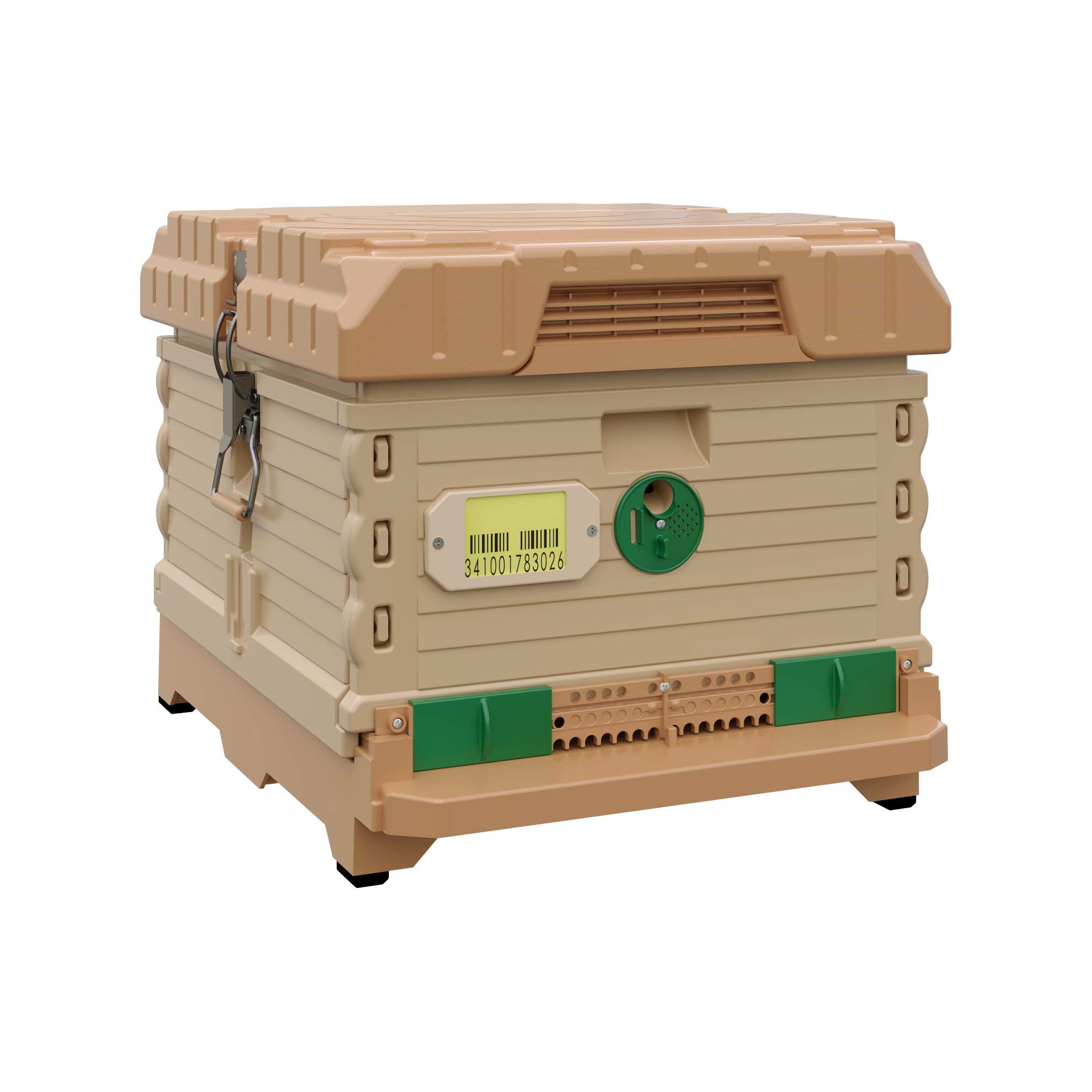 Premium Ergonomic Insulated Bee Hive Set for Beekeeping - Single Hive with Tan Body & Green Entrance (Frames Not Included) | Ideal for Backyard Beekeepers & Cold Climate Honey Production